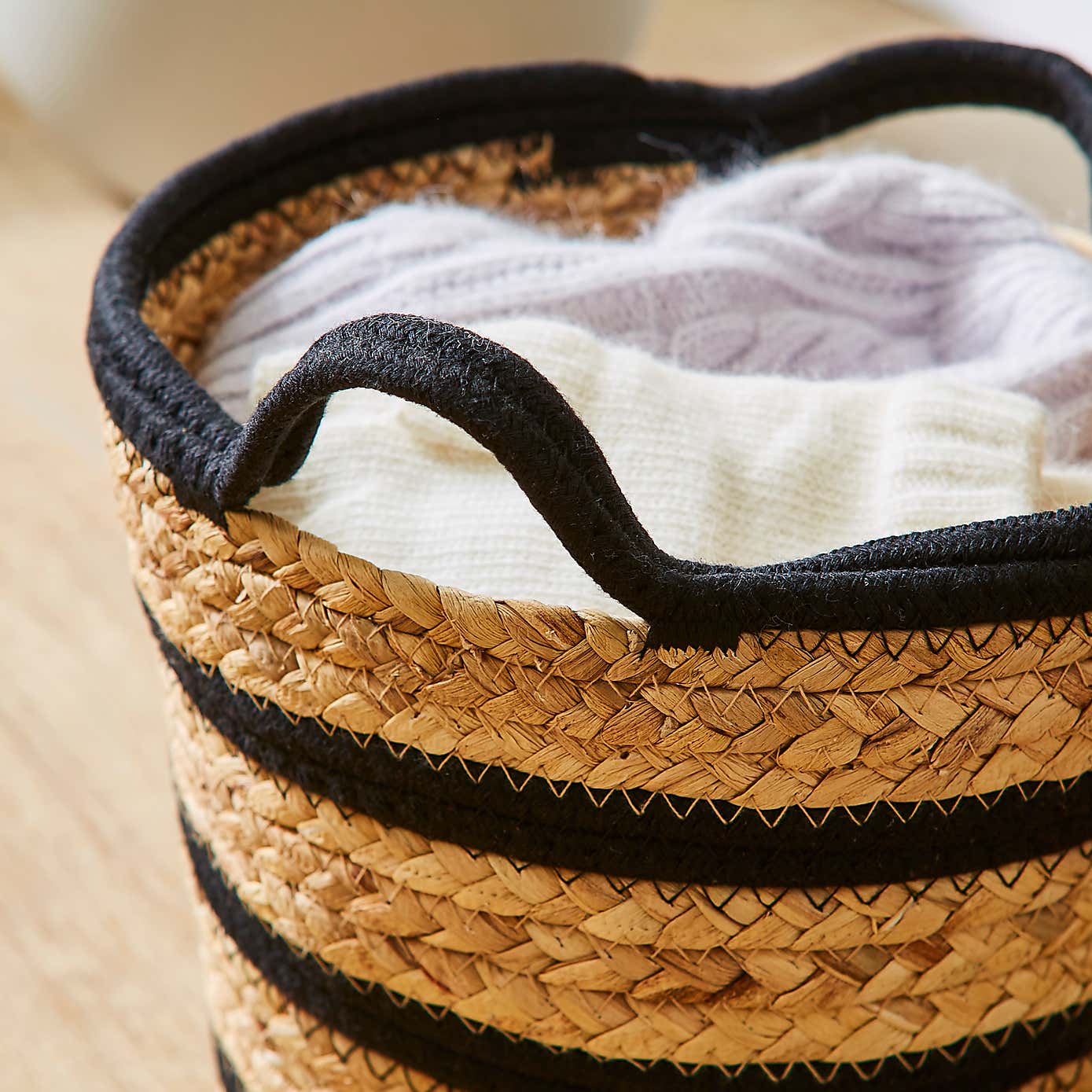 Rope and Water Hyacinth Storage Basket