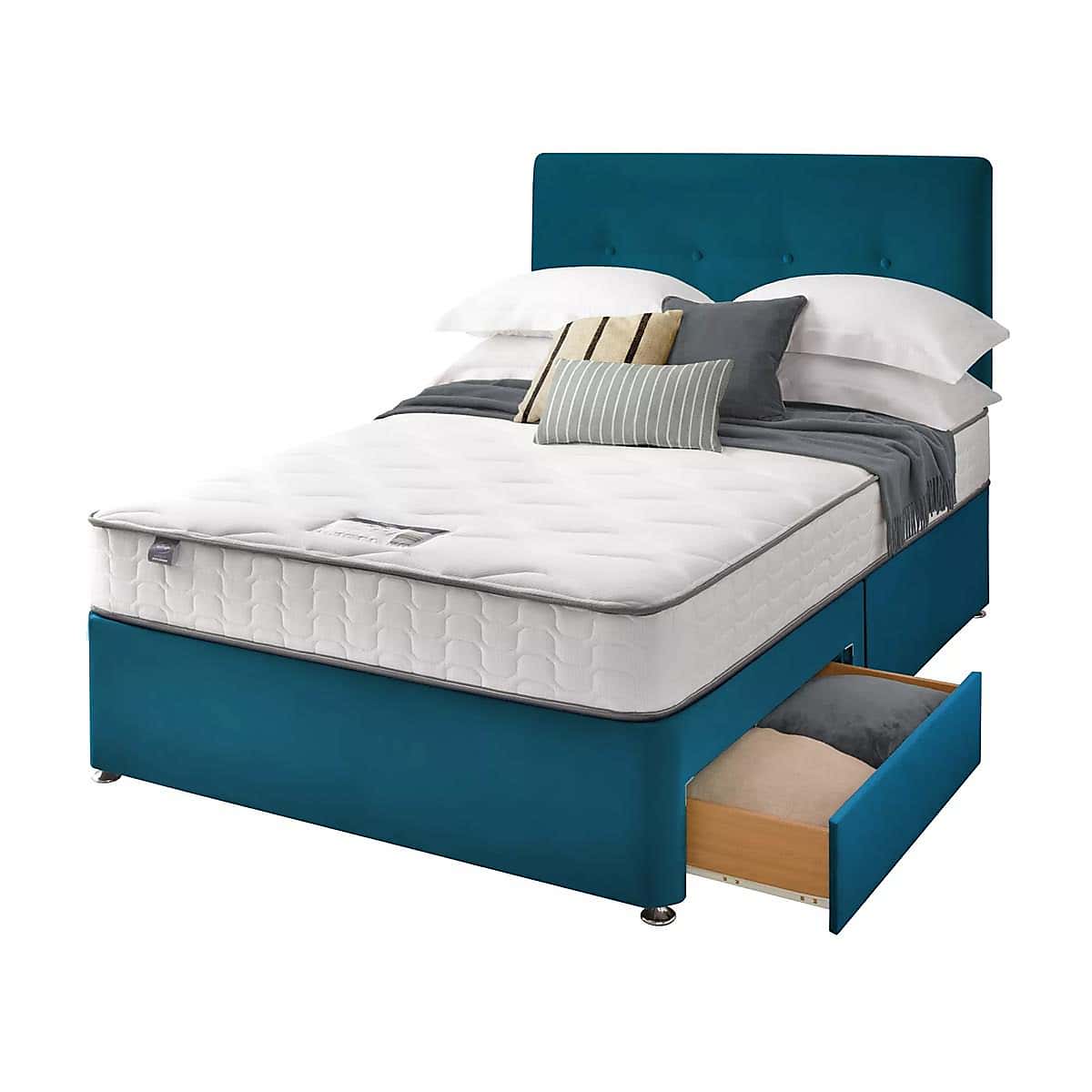 Silentnight 2 Drawer Divan Bed With Velvet Francisco Headboard