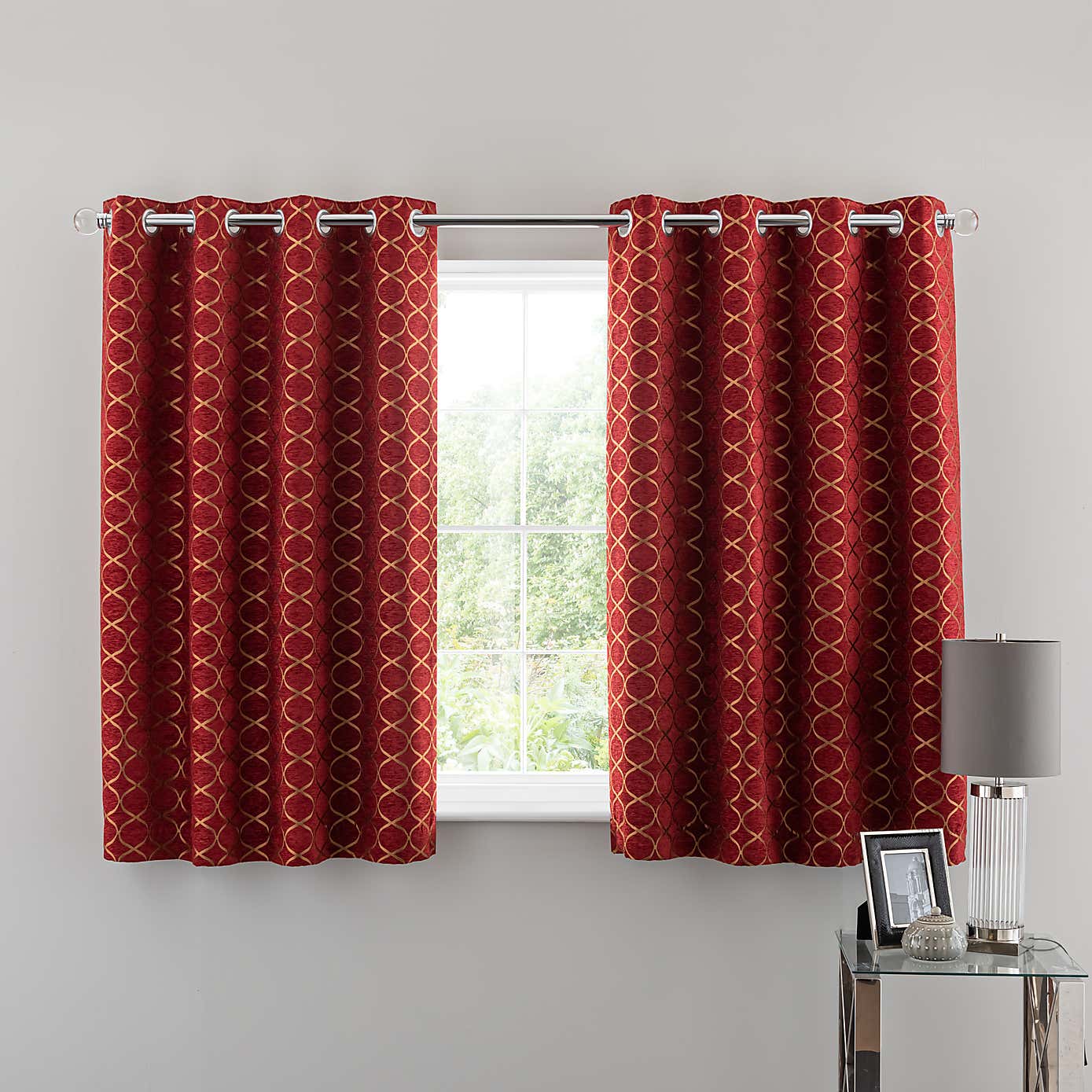 Chenille Ogee Eyelet Curtains