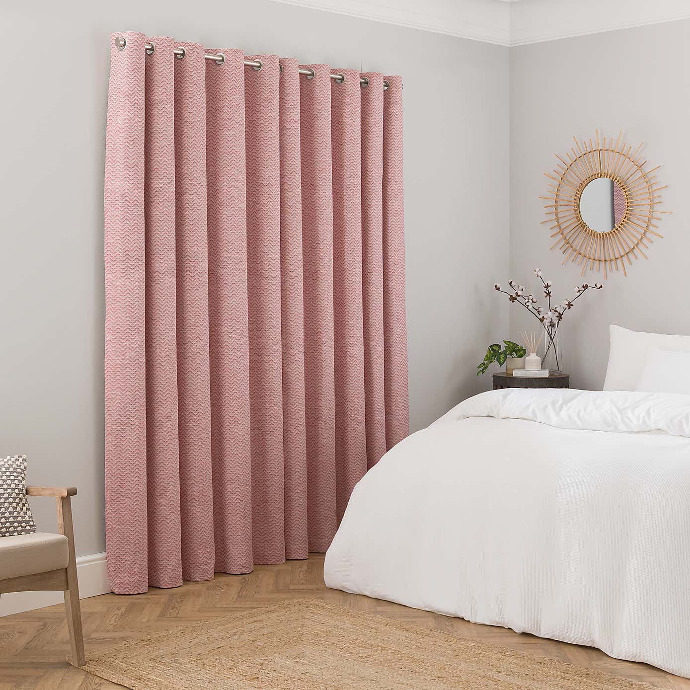 Frankie Herringbone Blackout Eyelet Curtains