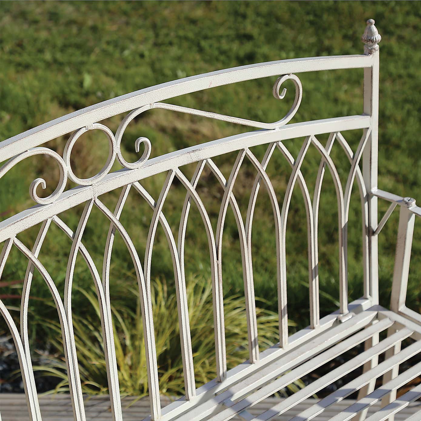 Charles Bentley Wrought Iron White Bench