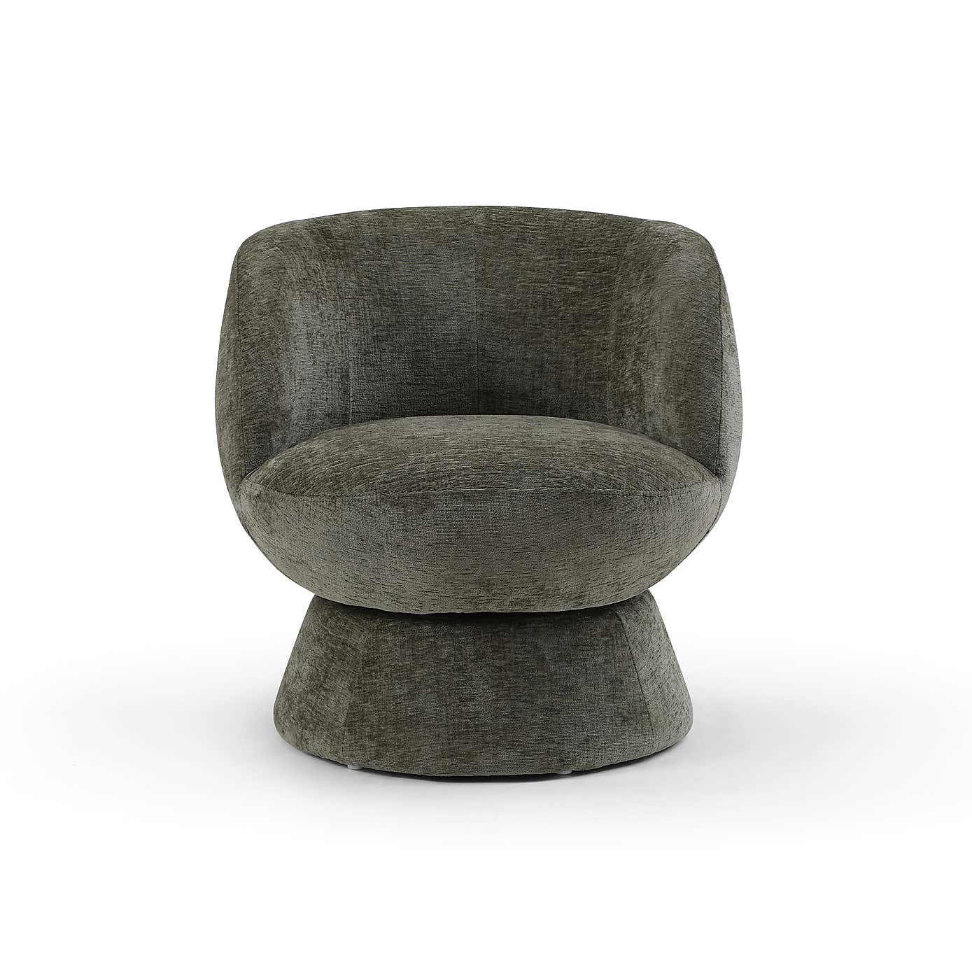 Tulip Chenille Curved Swivel Accent Chair