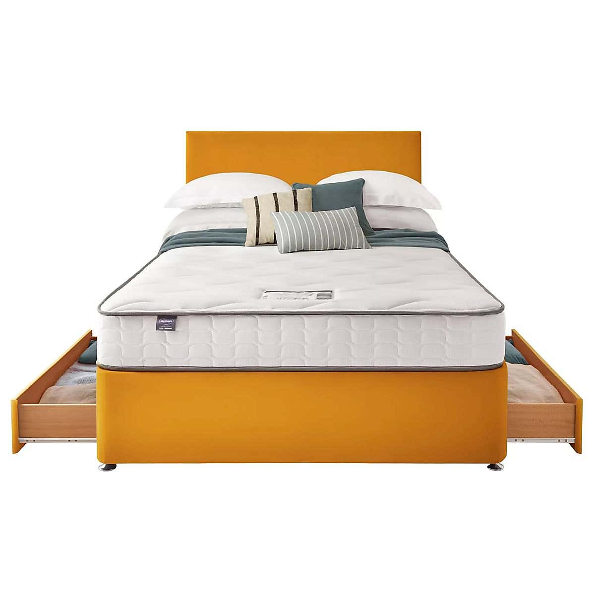 Silentnight 2 Drawer Divan Bed With Velvet Paris Headboard