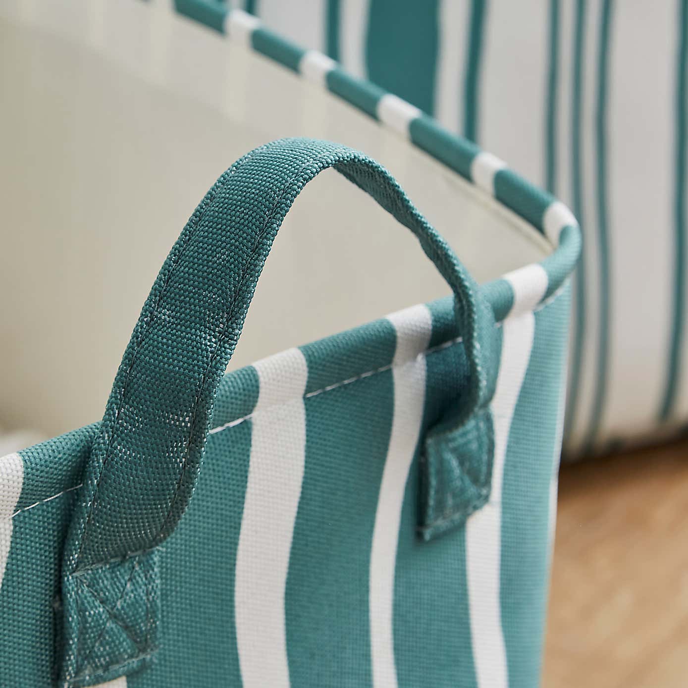 Set of 2 Coastal Stripe Rectangular Storage Boxes