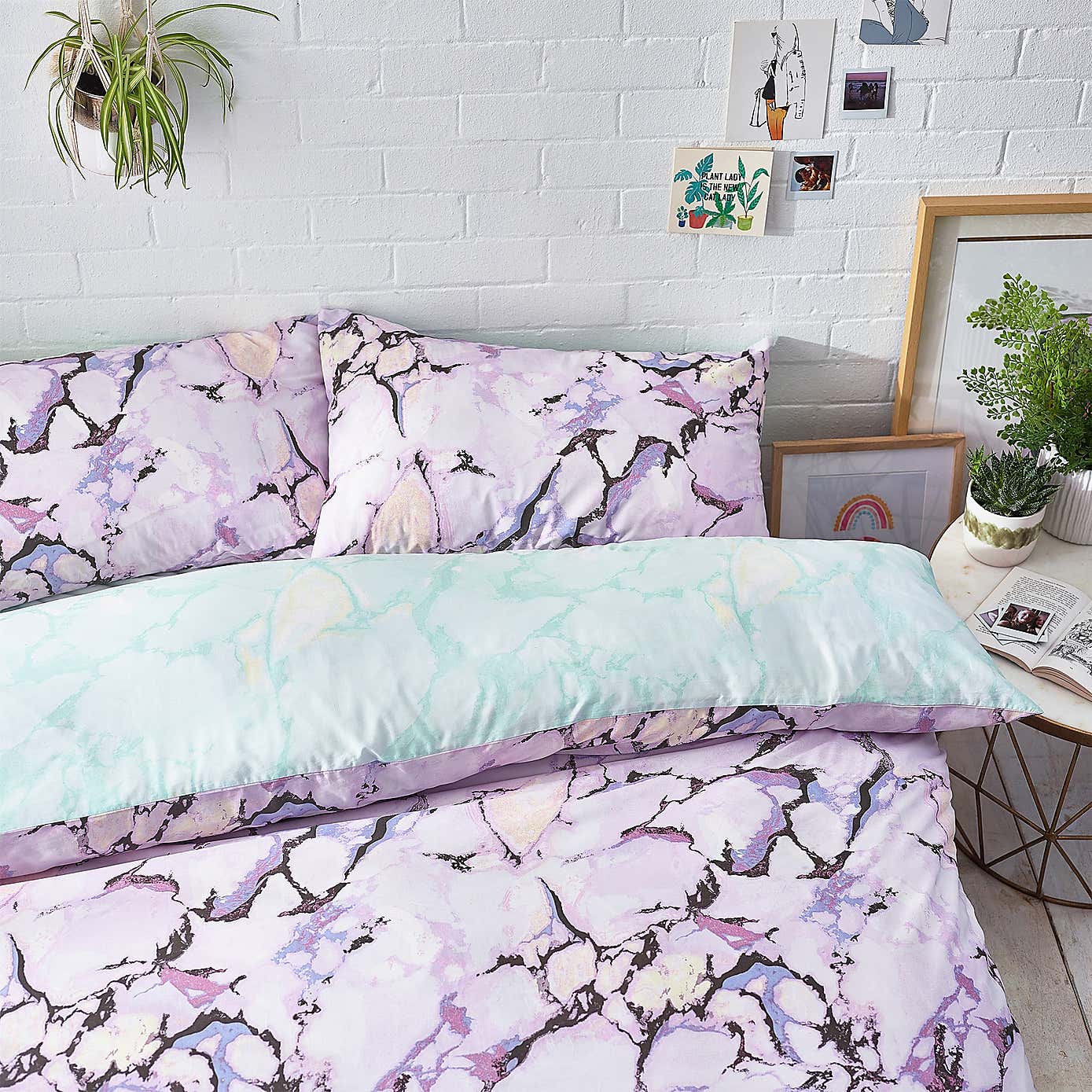 Style Lab Marble Duvet Cover and Pillowcase Set