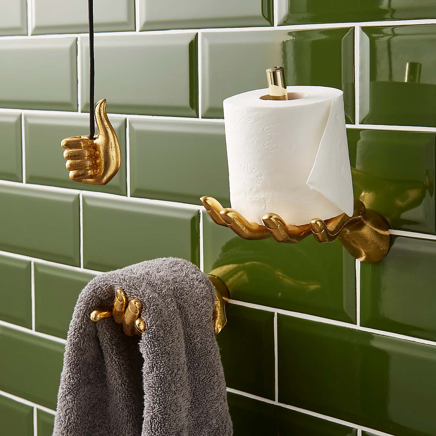 Brass Hand Wall Mounted Towel Rack