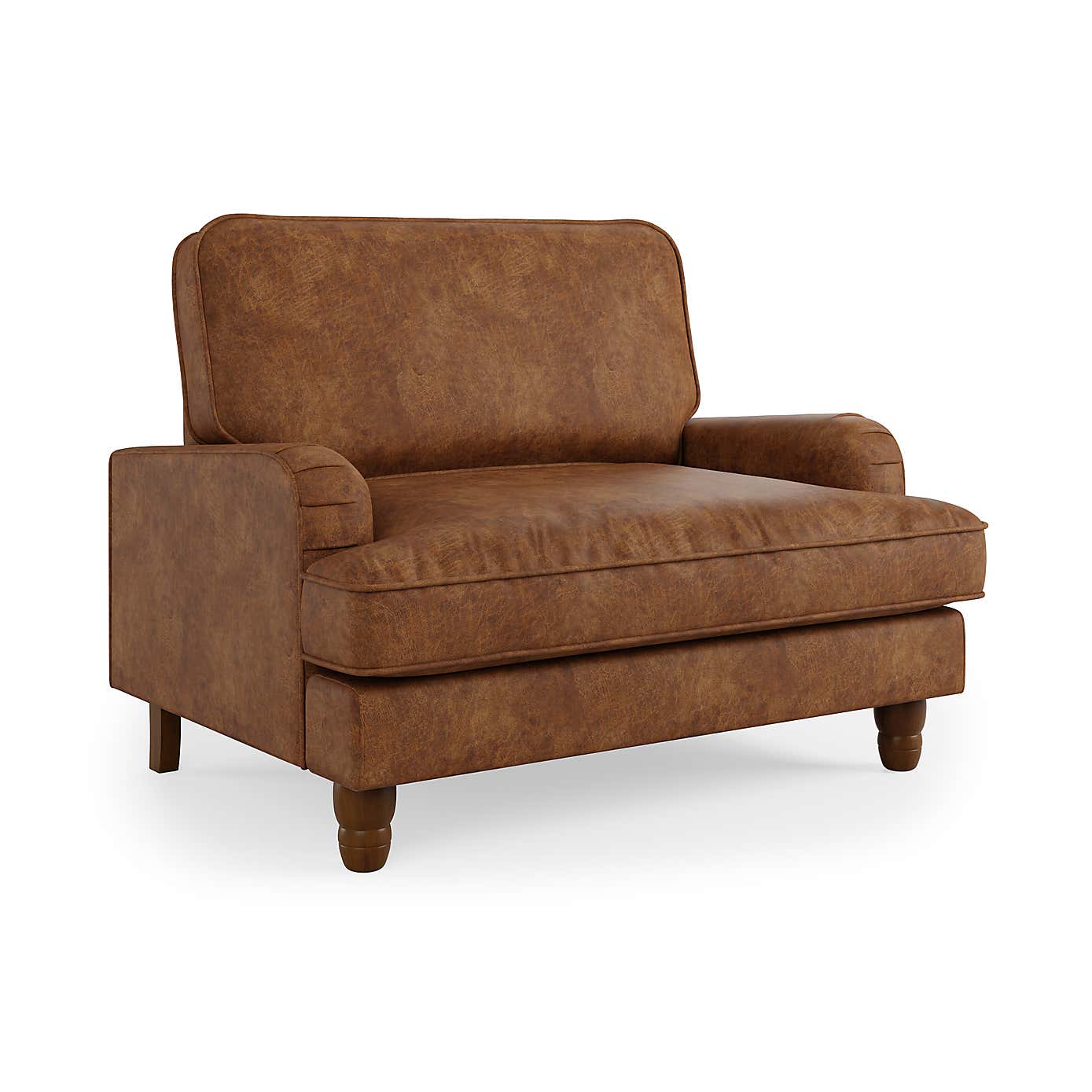 Beatrice Snuggle Sofa, Relaxed Faux Leather