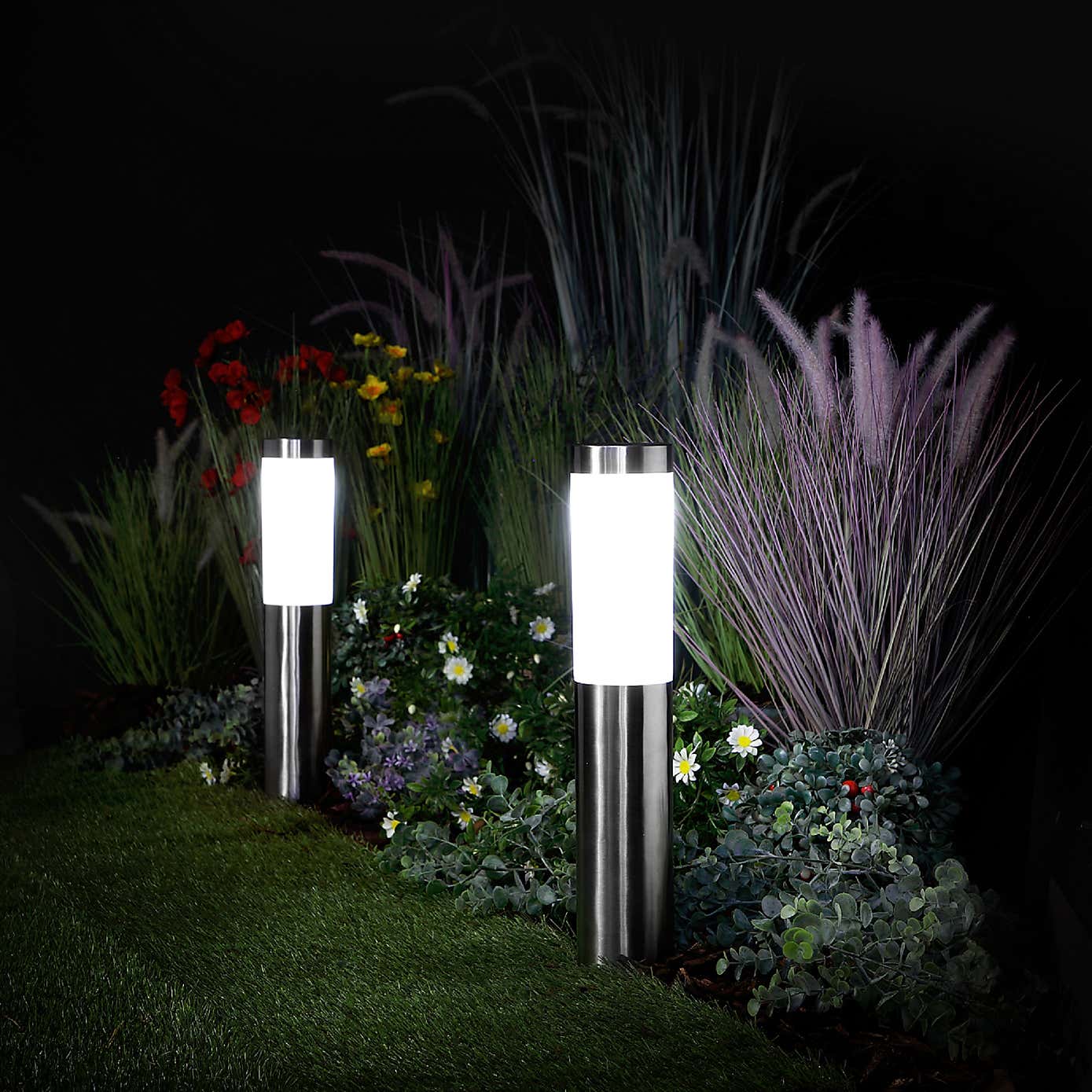 Set of 2 Frosted LED Bollards