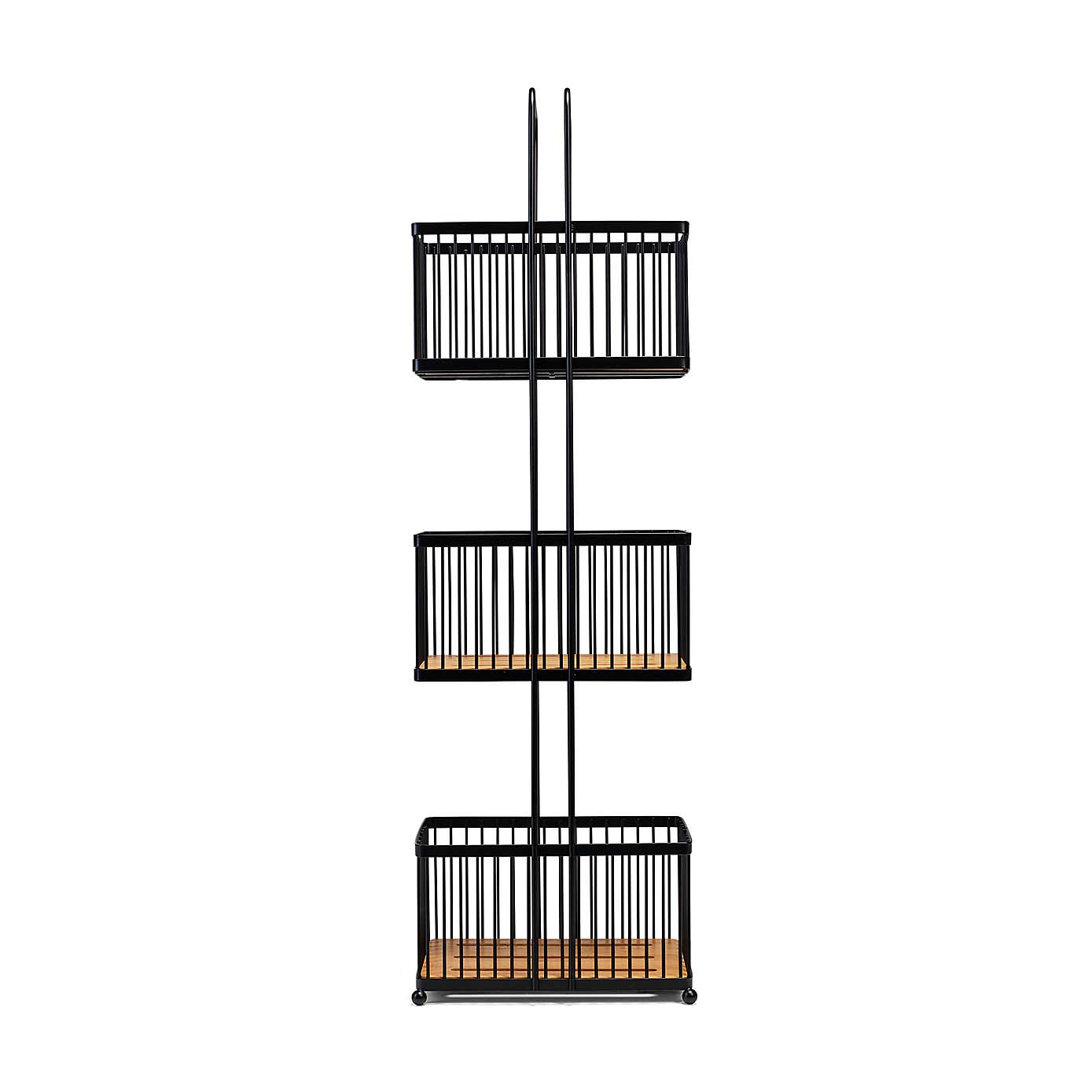 Black & Bamboo Free Standing 3 Tier Storage Caddy