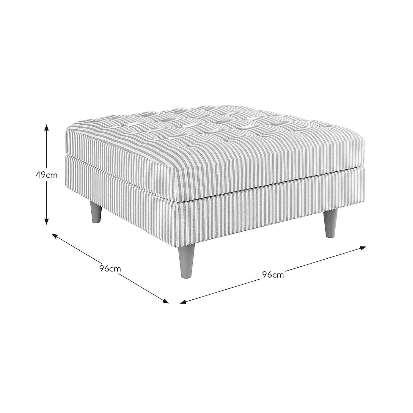 Zoe Square Storage Footstool, Pinstripe