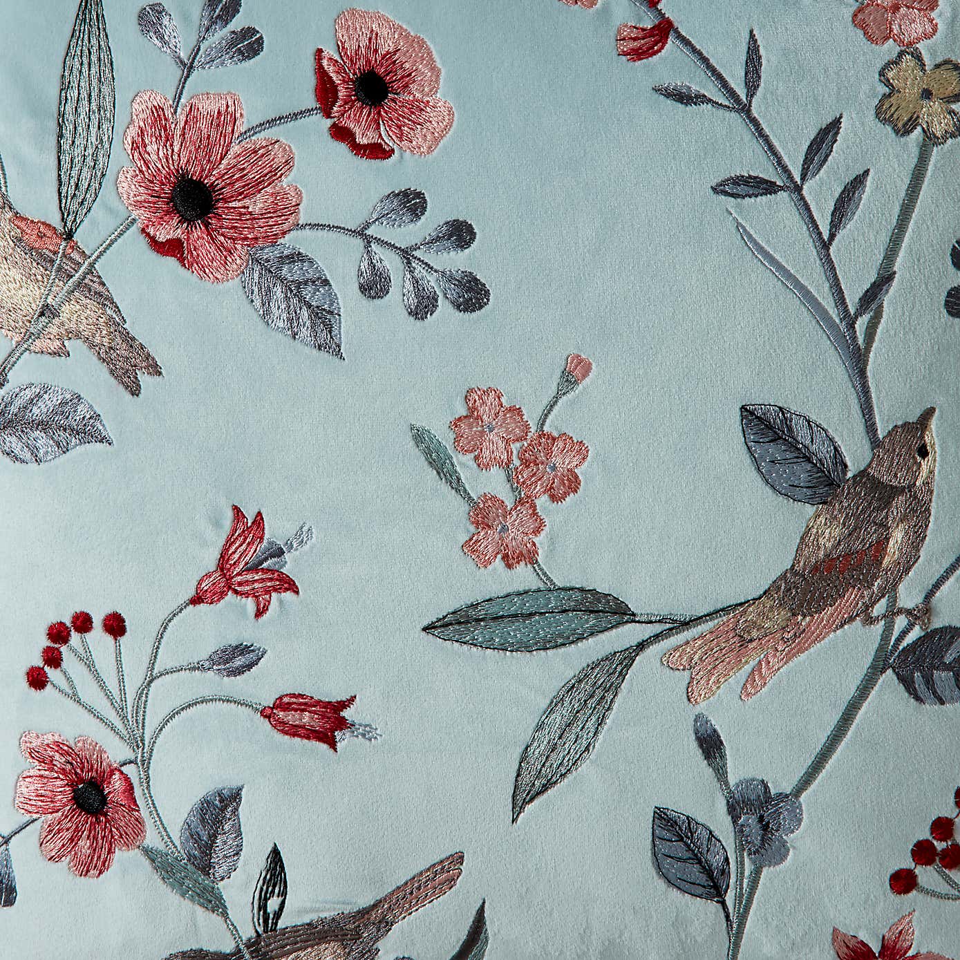 Country Birds Velour Cushion