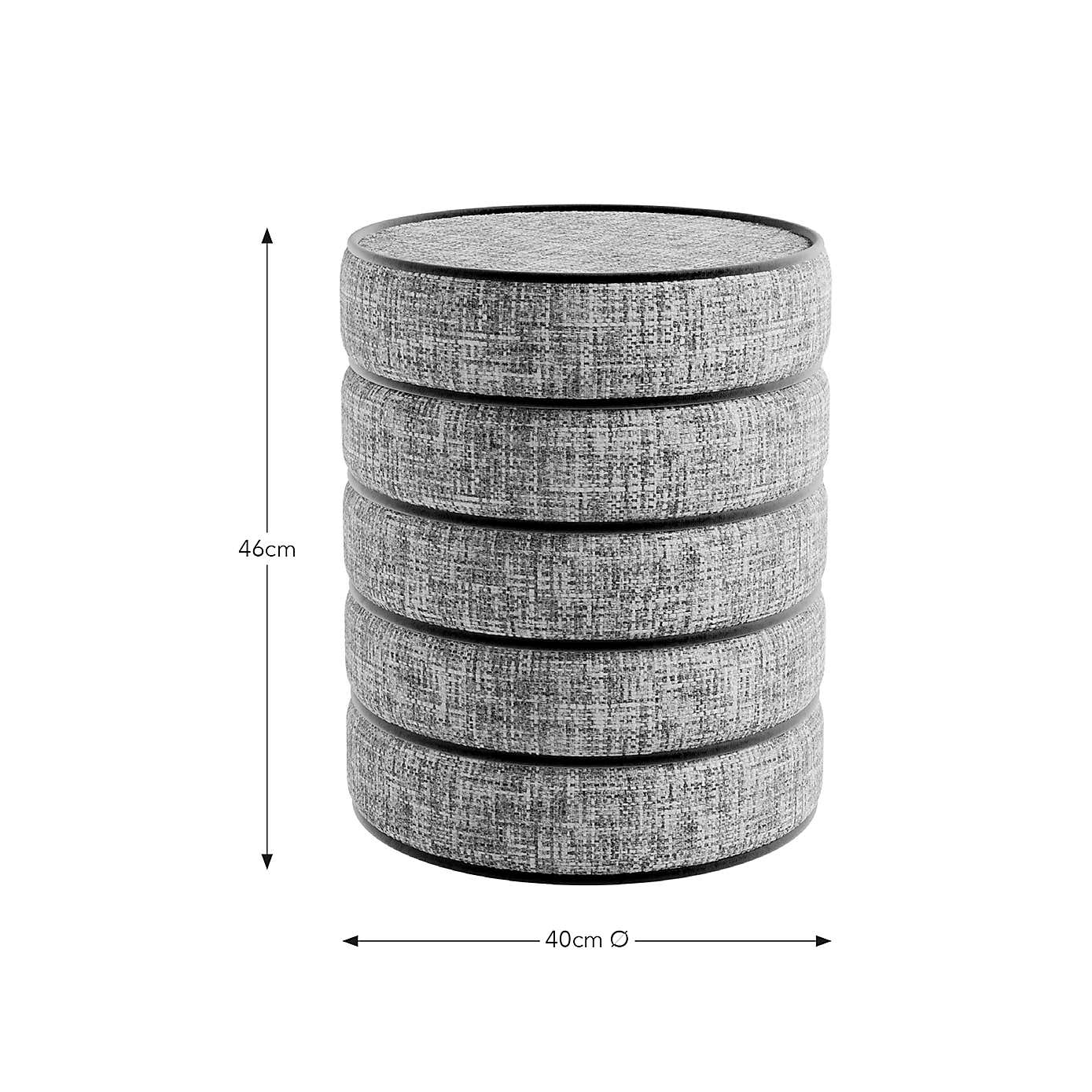 Contrast Piping Storage Footstool, Multicoloured Chenille