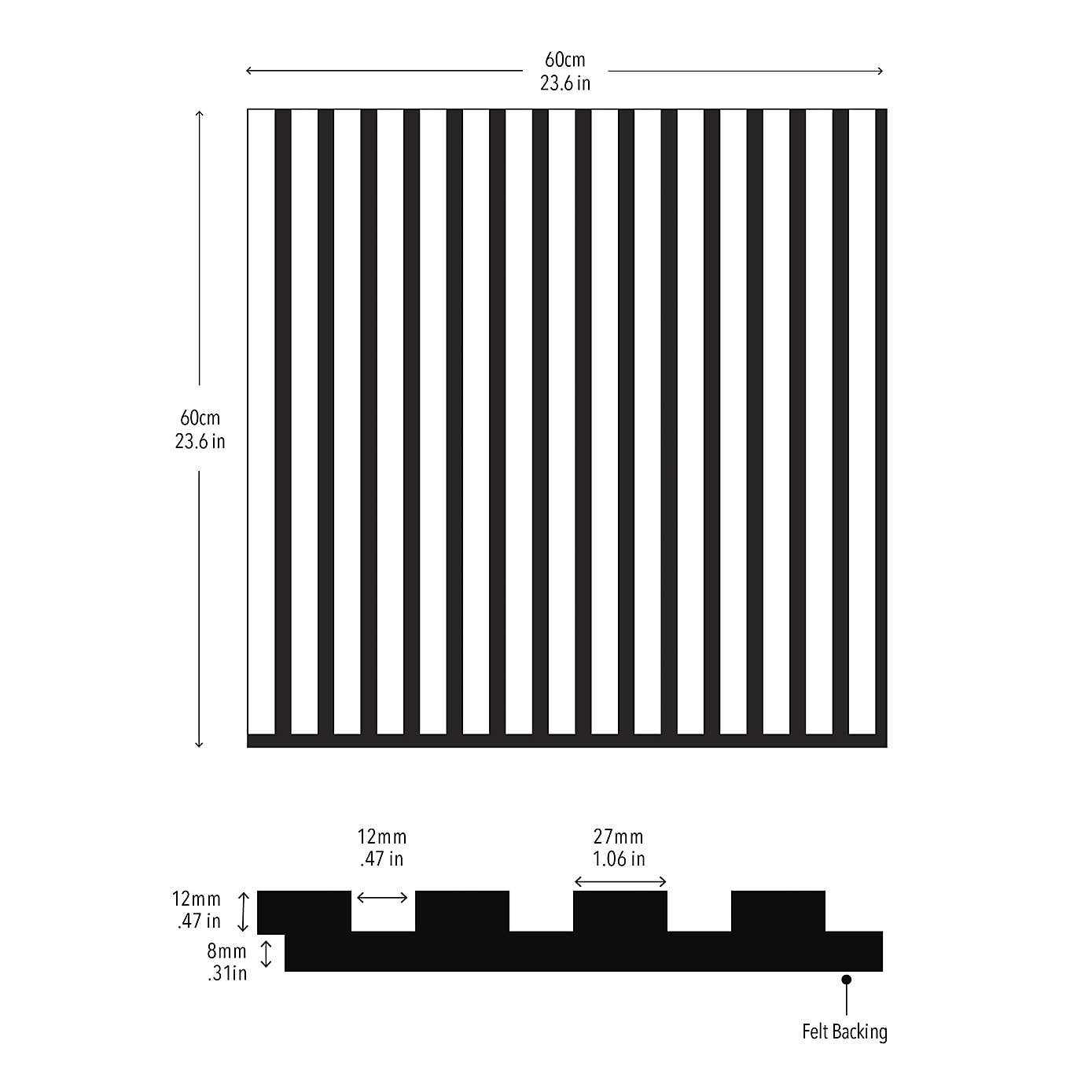 Wallpops Acoustic Wood Slat Panelling 60cm x 60cm