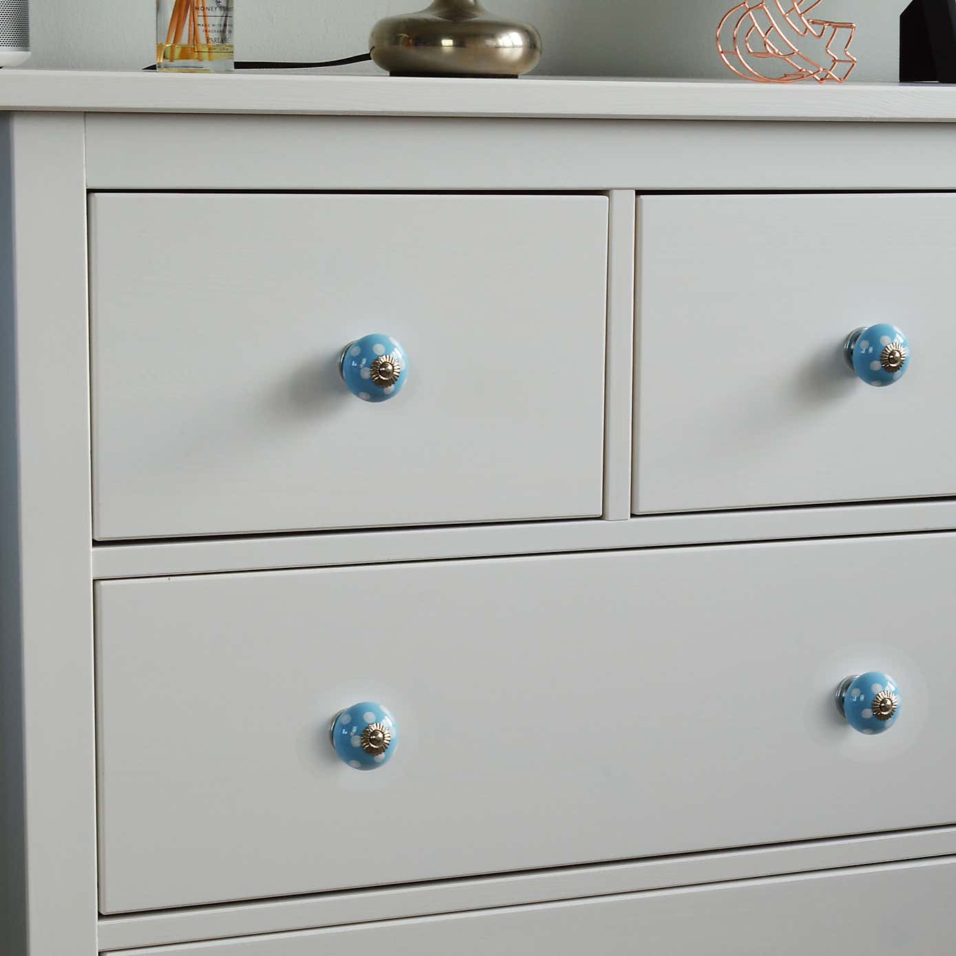 Pack of 6 Nicola Spring Spotted Round Drawer Knobs