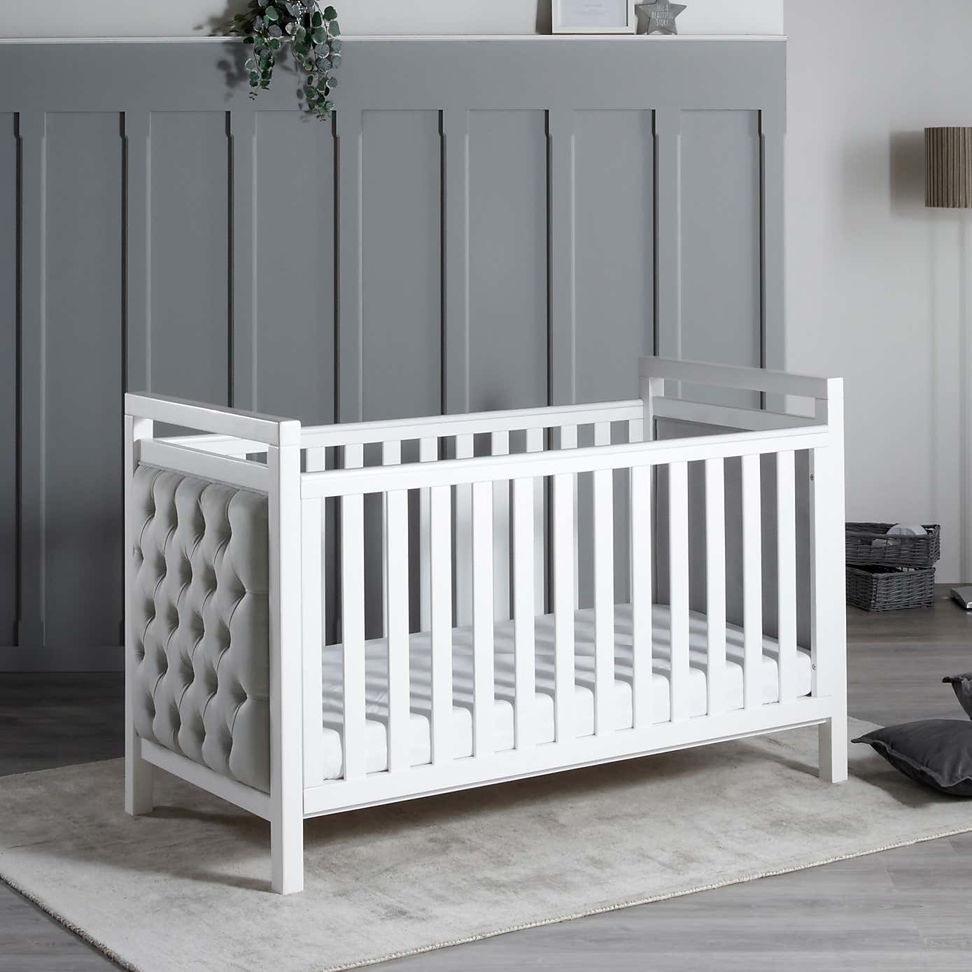 Babymore Velvet Deluxe Cot Bed, White