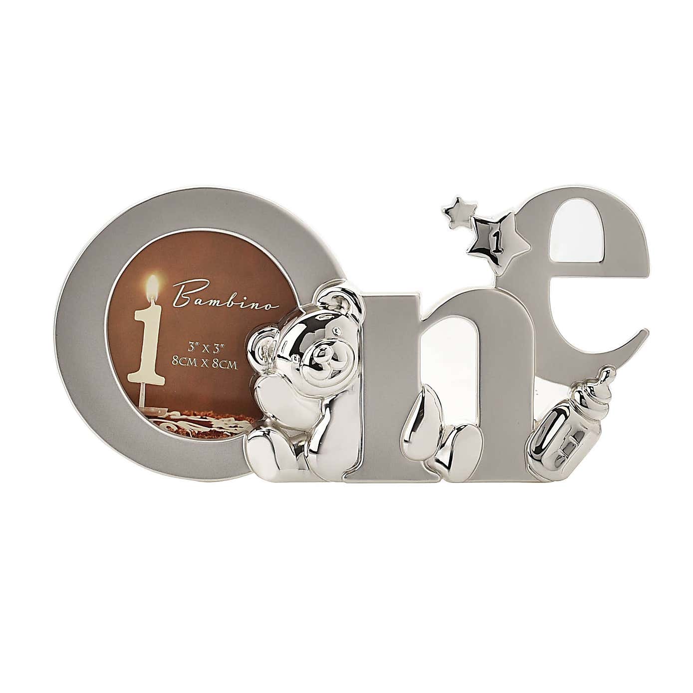 Bambino Silver effect Cutout Letters 'One' Photo Frame