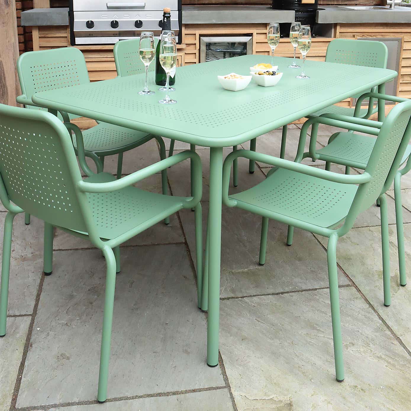 Porto 6 Seater Round Dining Set with Stacking Chairs