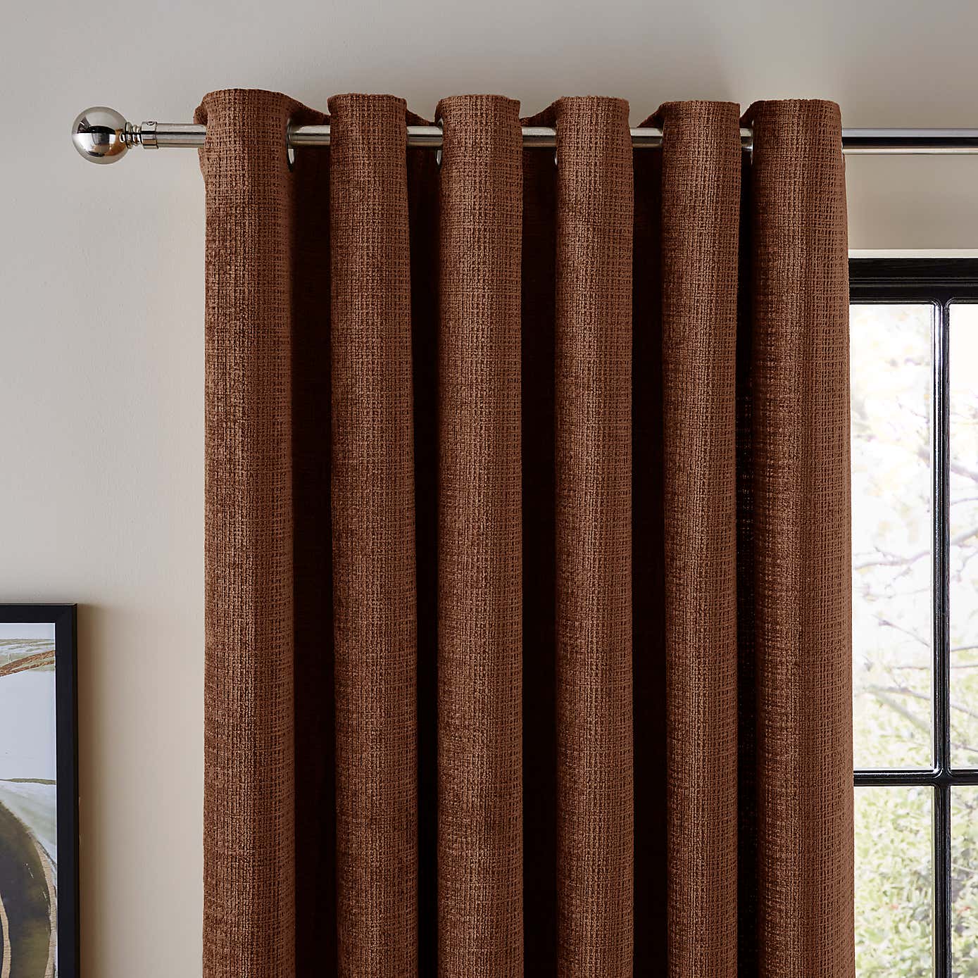 Cashton Chenille Heavyweight Eyelet Curtains