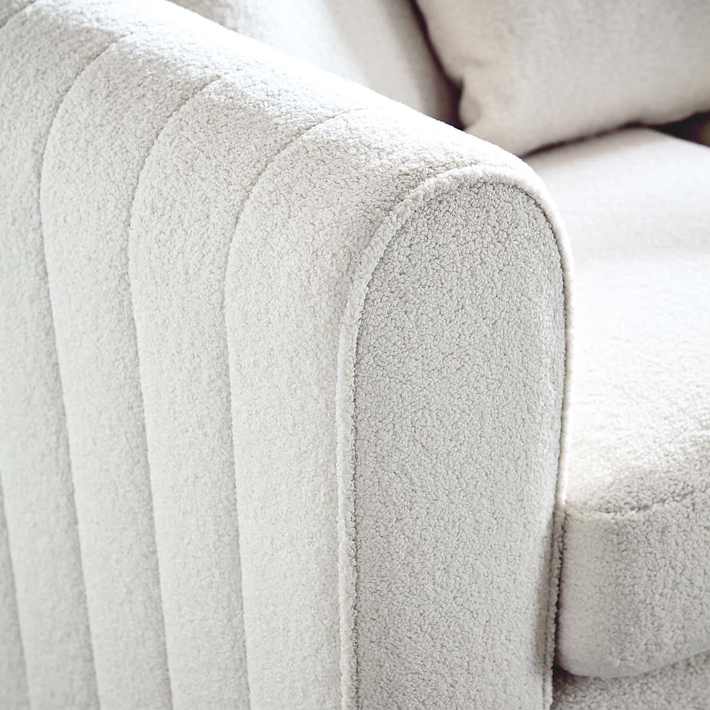 Blake Cosy Sherpa Quilted Arm Corner Chaise Ivory