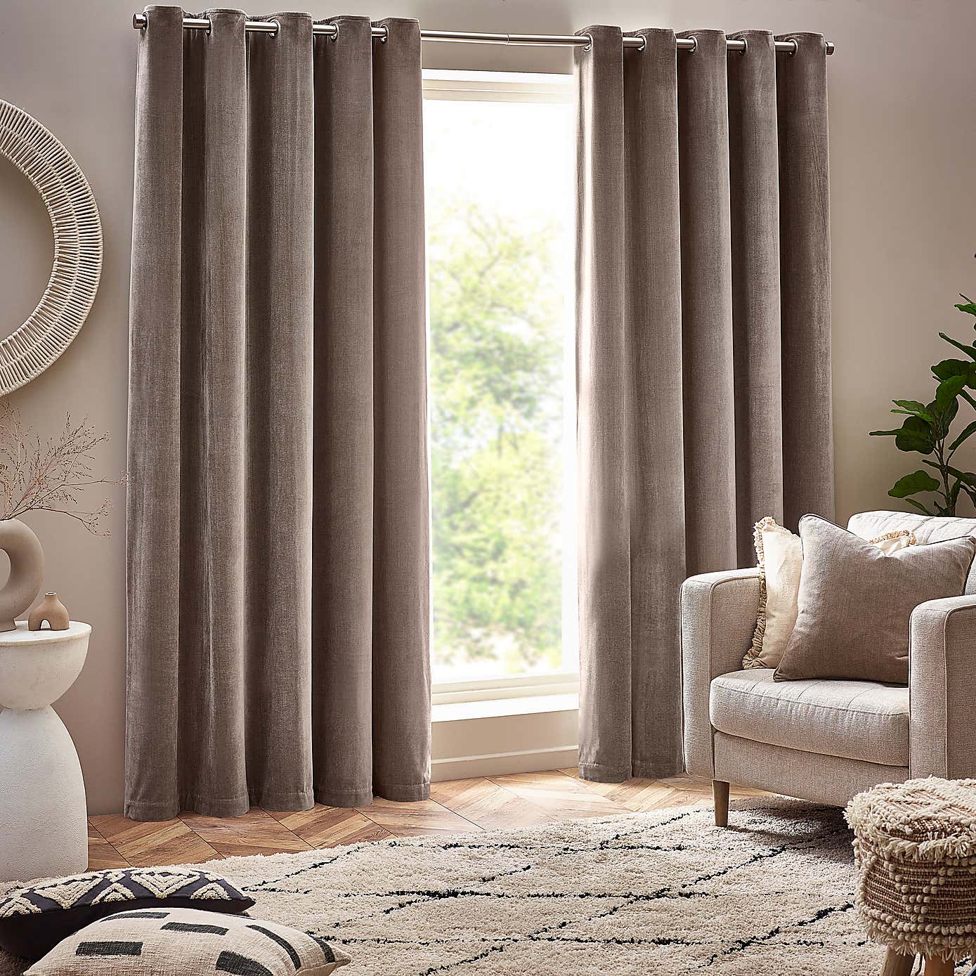 Yard Heavy Chenille Eyelet Curtains