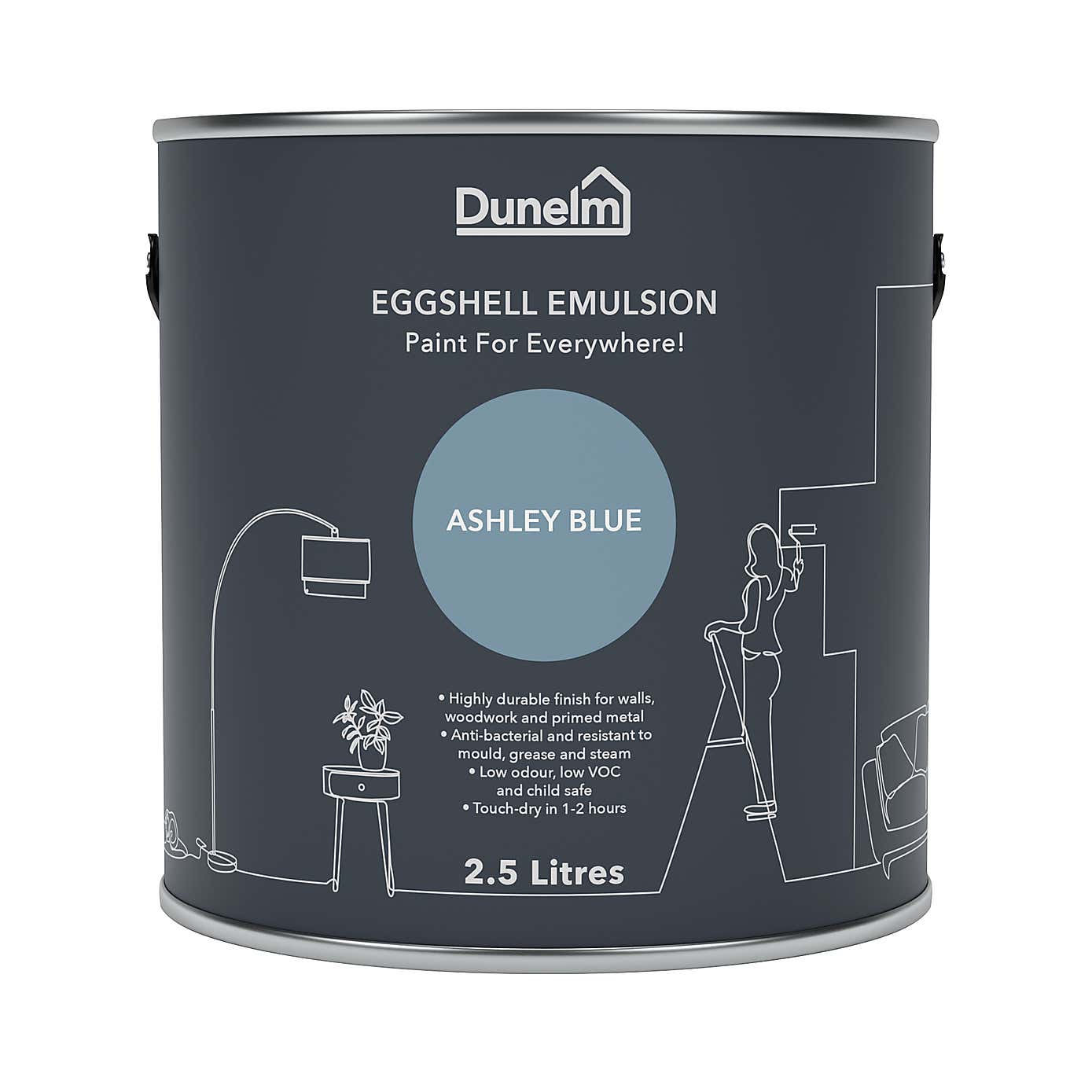 Dunelm Ashley Blue Eggshell Emulsion Paint