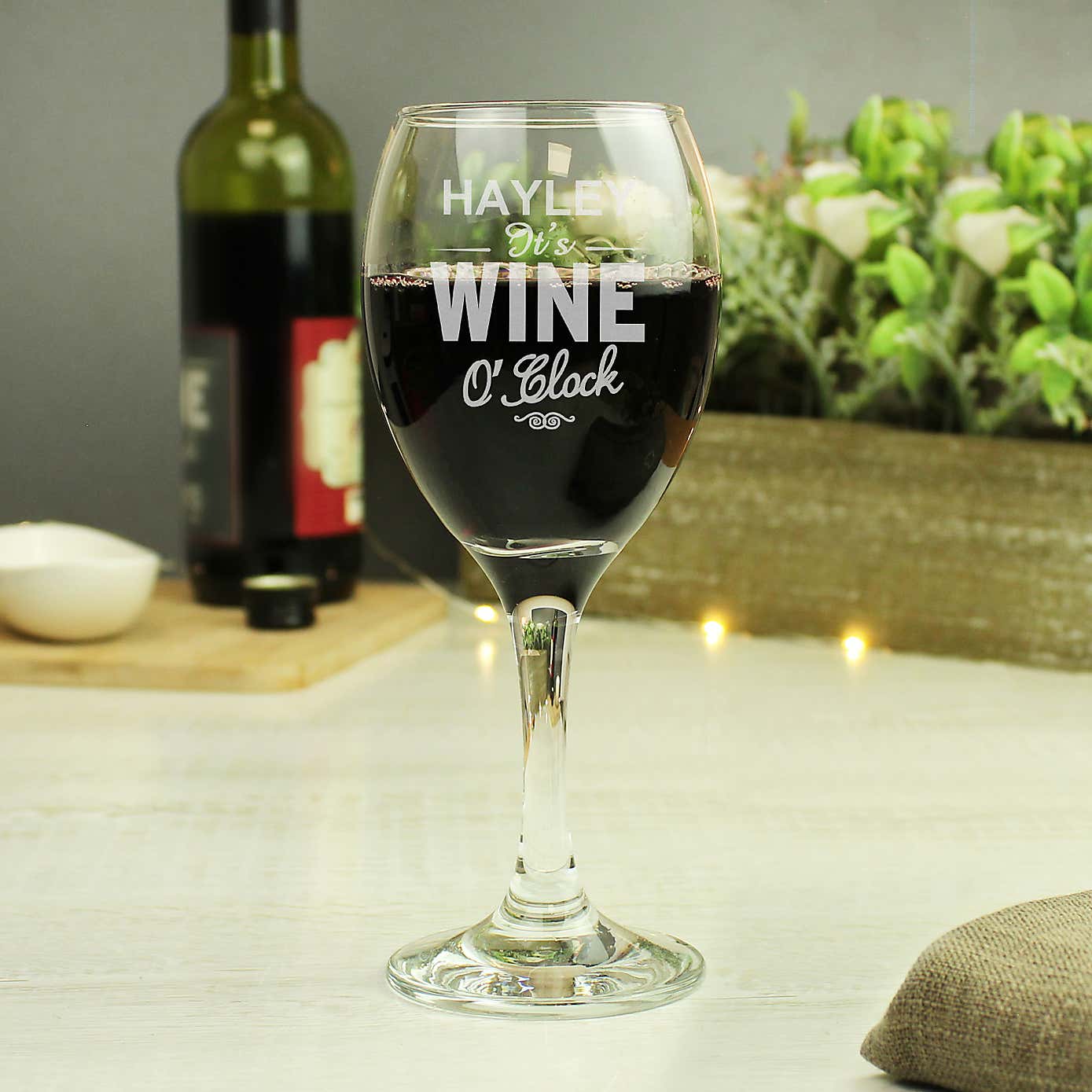 Personalised Wine OClock Engraved Wine Glass