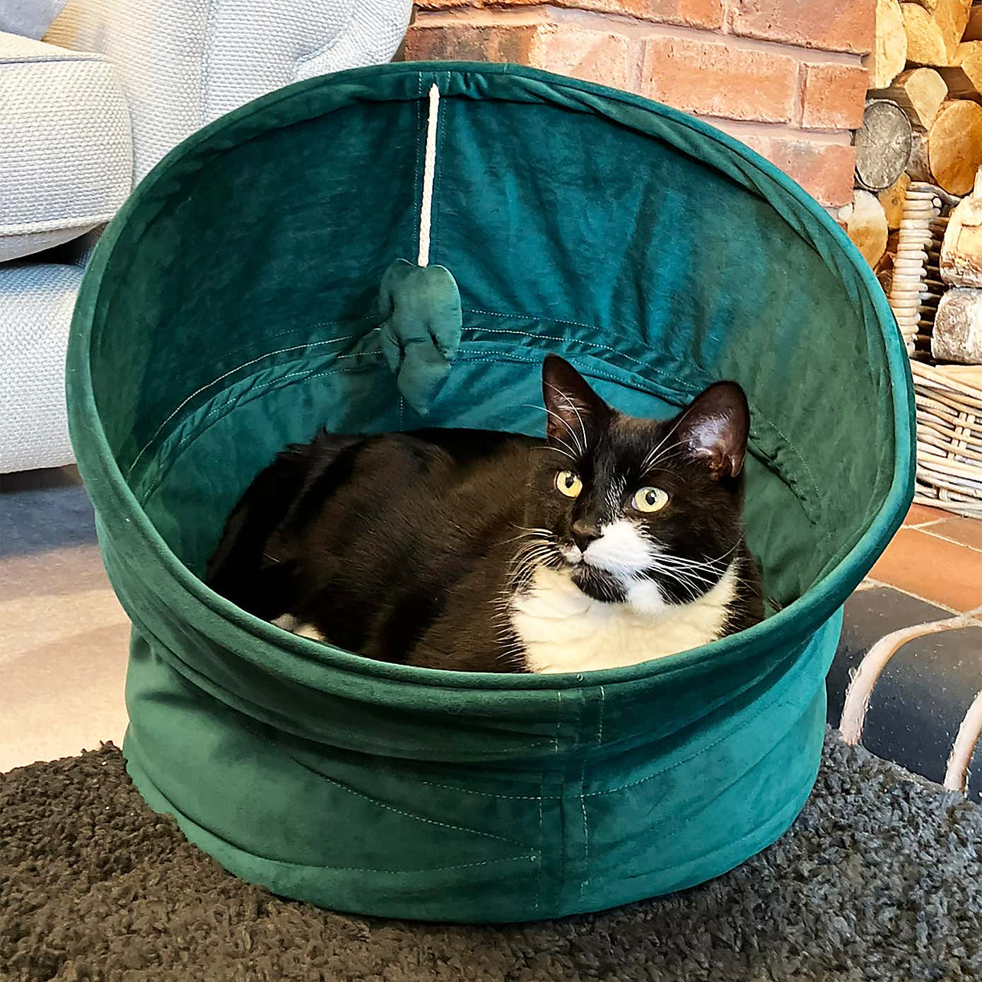 Rosewood Velvet Canopy Green Cat Bed