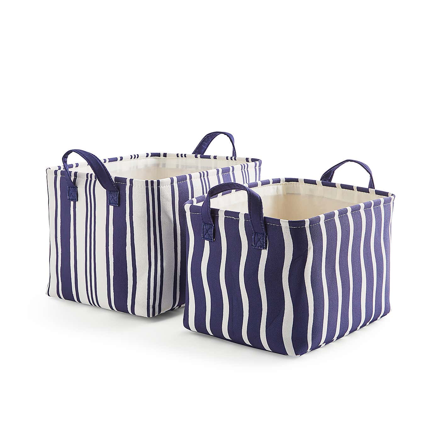 Set of 2 Coastal Stripe Rectangular Storage Boxes