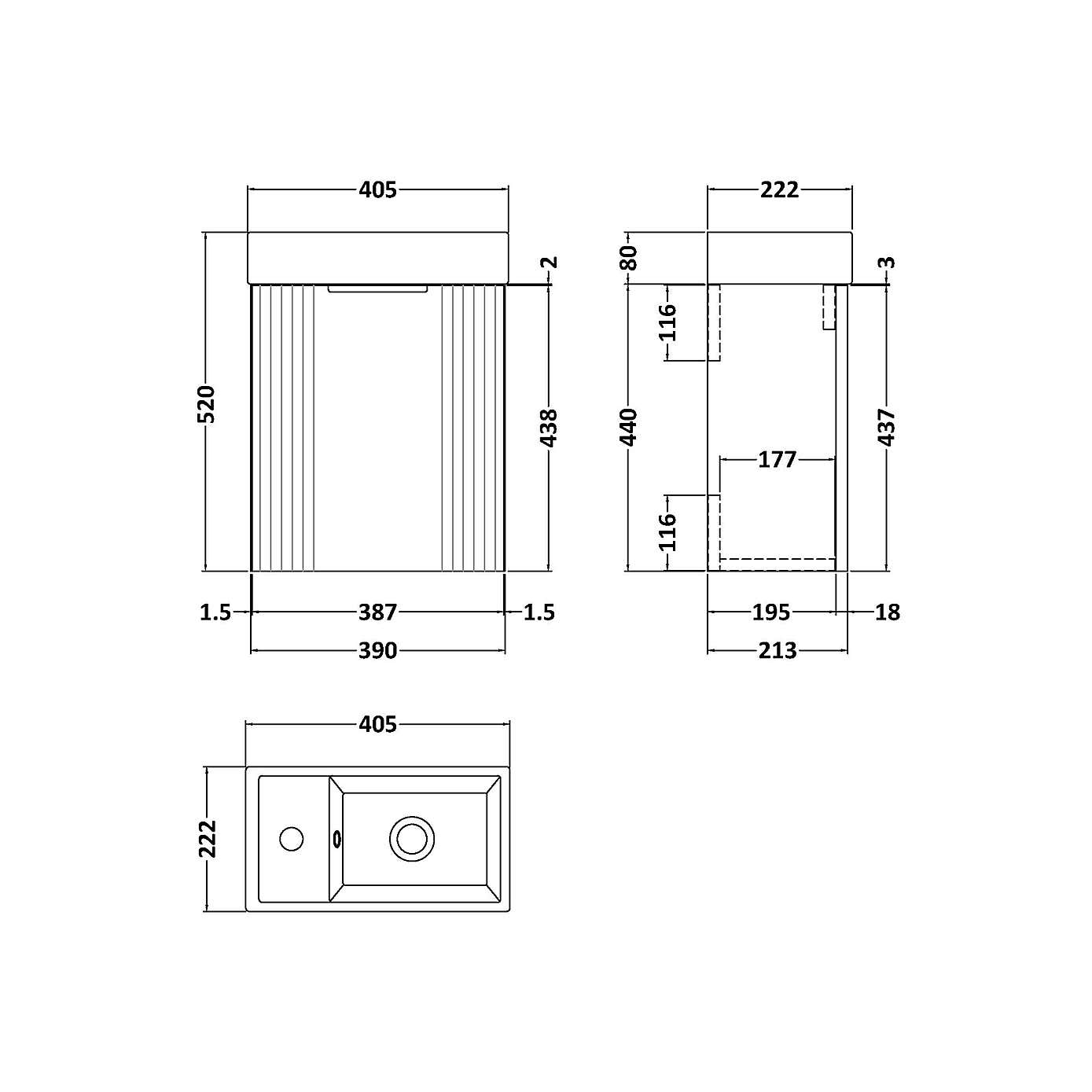 Deco Compact Wall Mounted Vanity Unit with Basin
