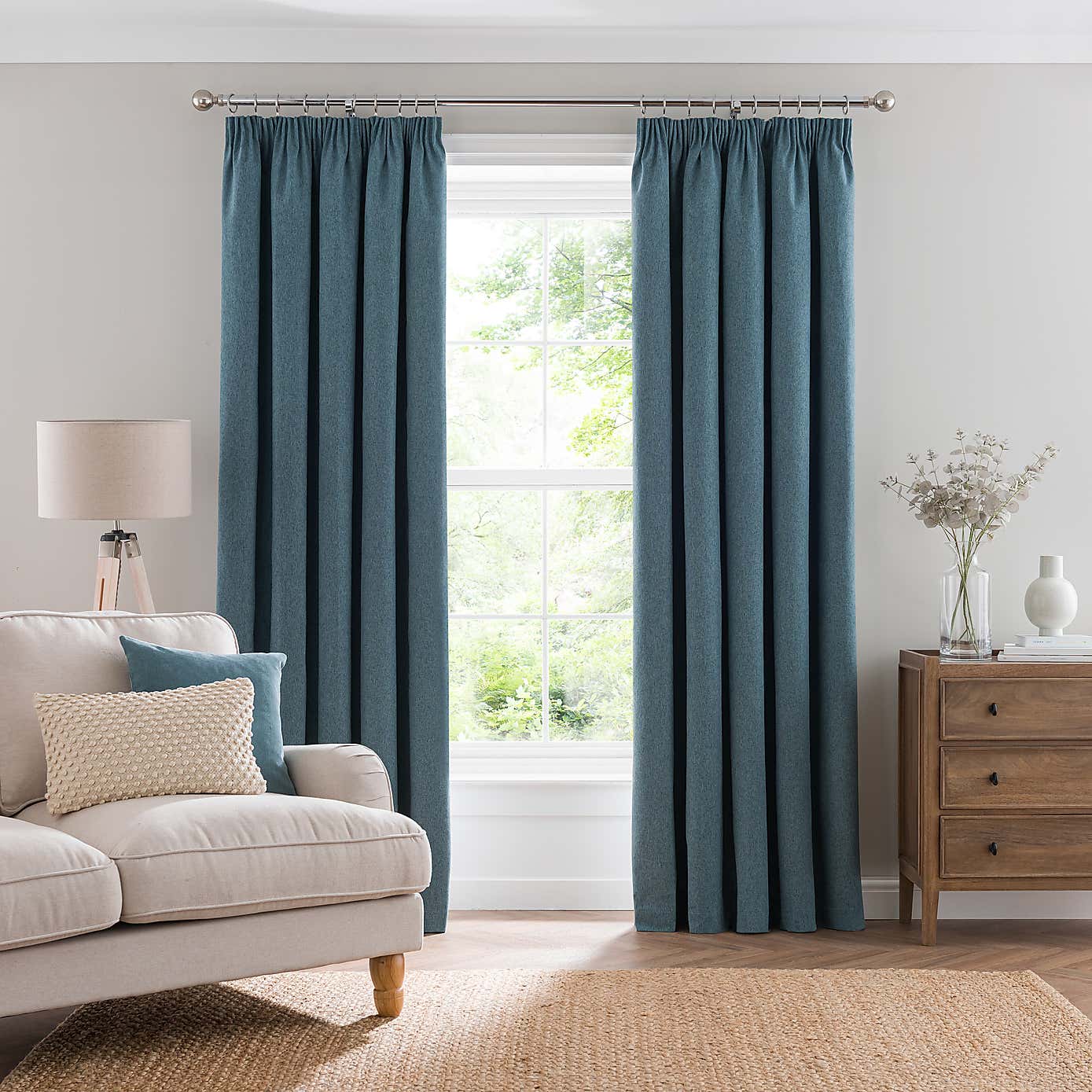 Luna Brushed Blackout Pencil Pleat Curtains