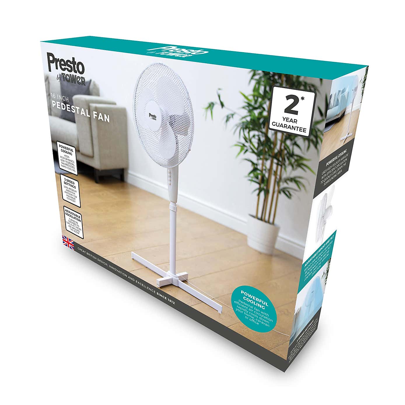 Tower Presto 16" White Pedestal Fan