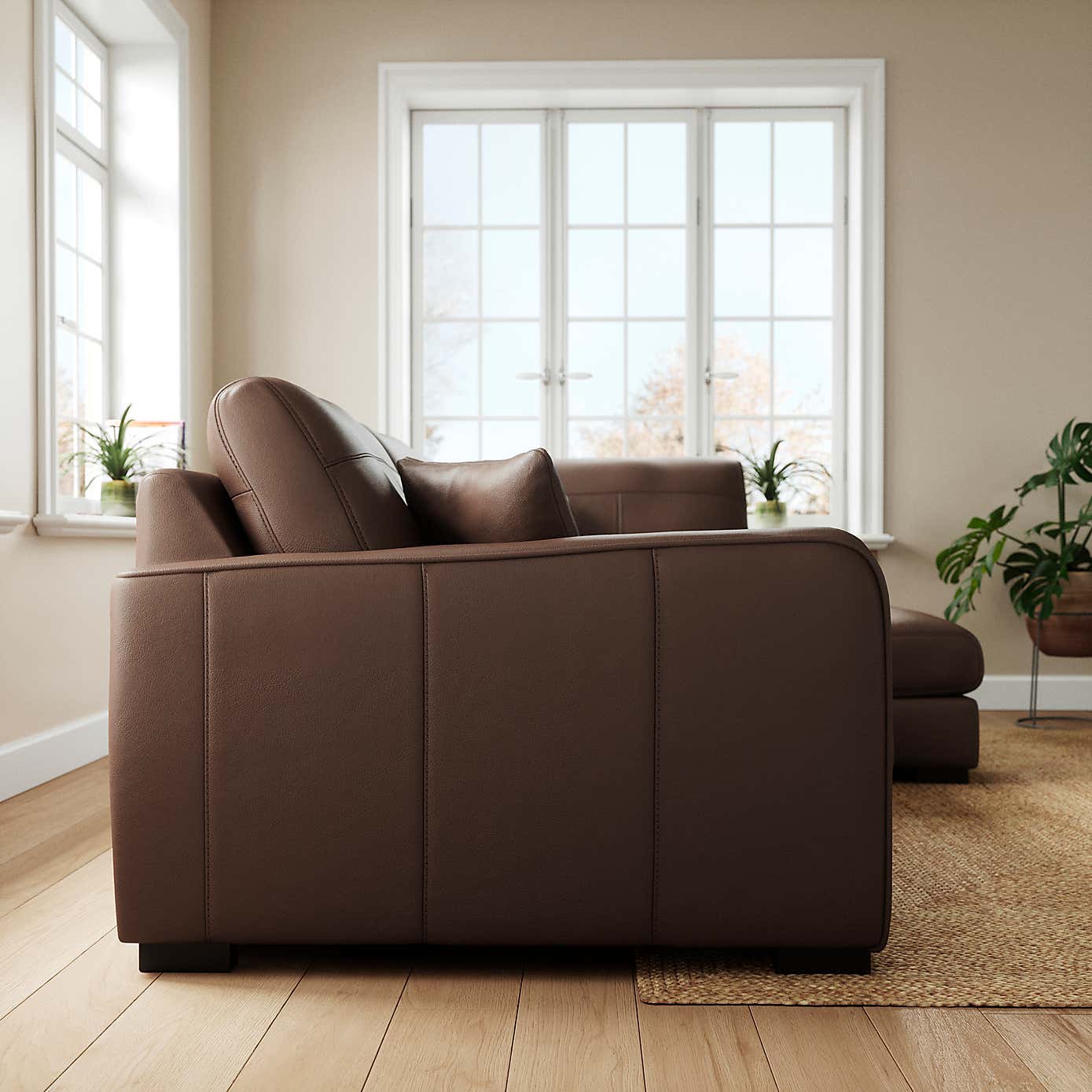 Carson Classic Leather Large Corner Chaise Sofa