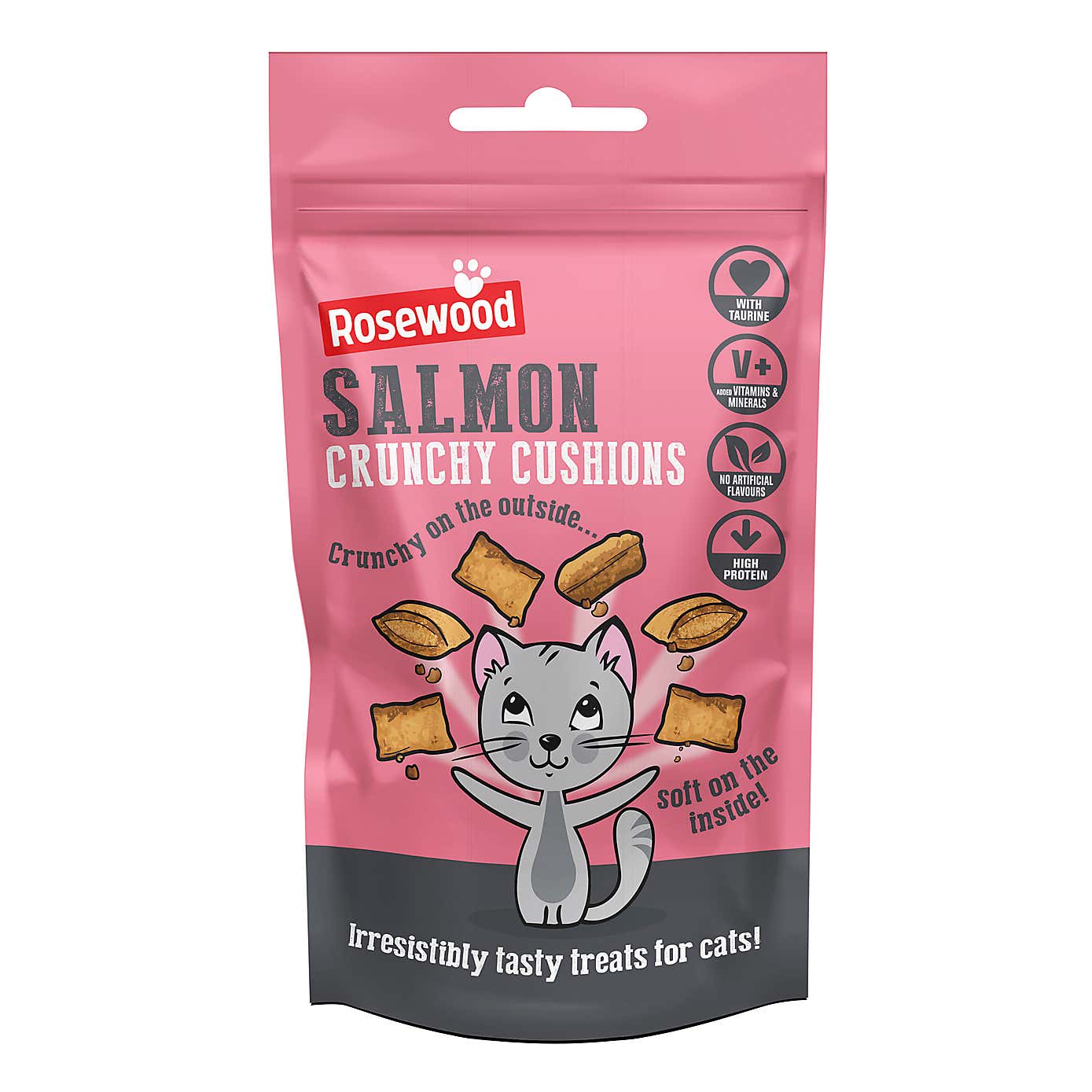 Rosewood Crunchy Salmon Cushion Cat Treats, 60g