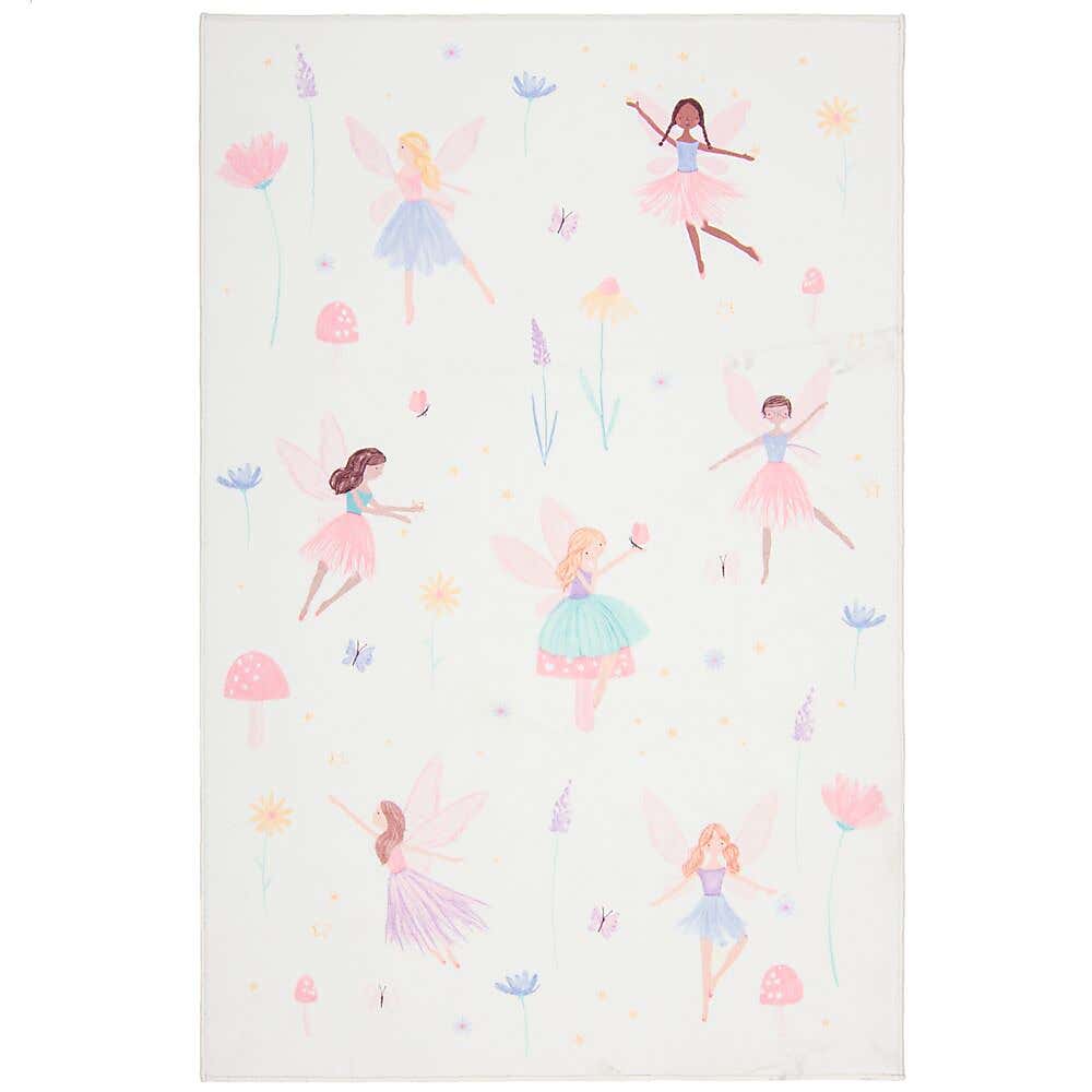 Meadow Fairies Washable Faux Fur Rug