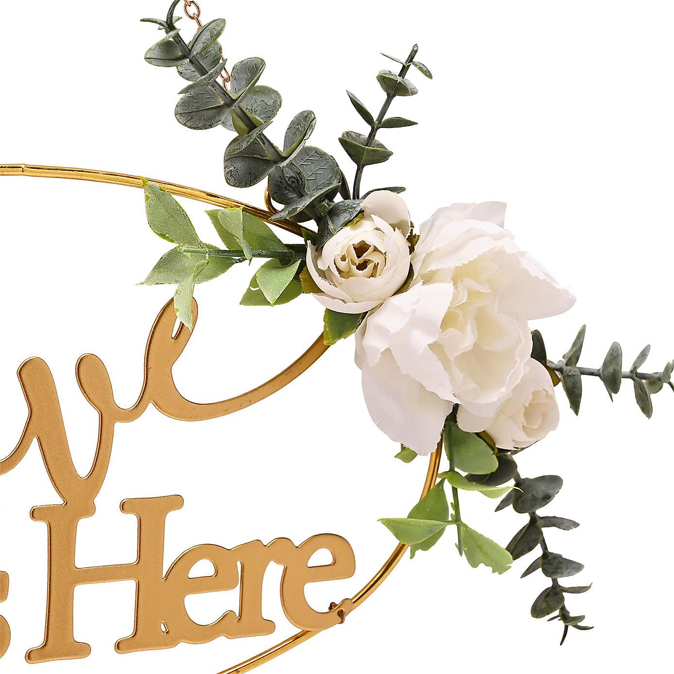 Love Story Floral Love Lives Here Hanging Plaque