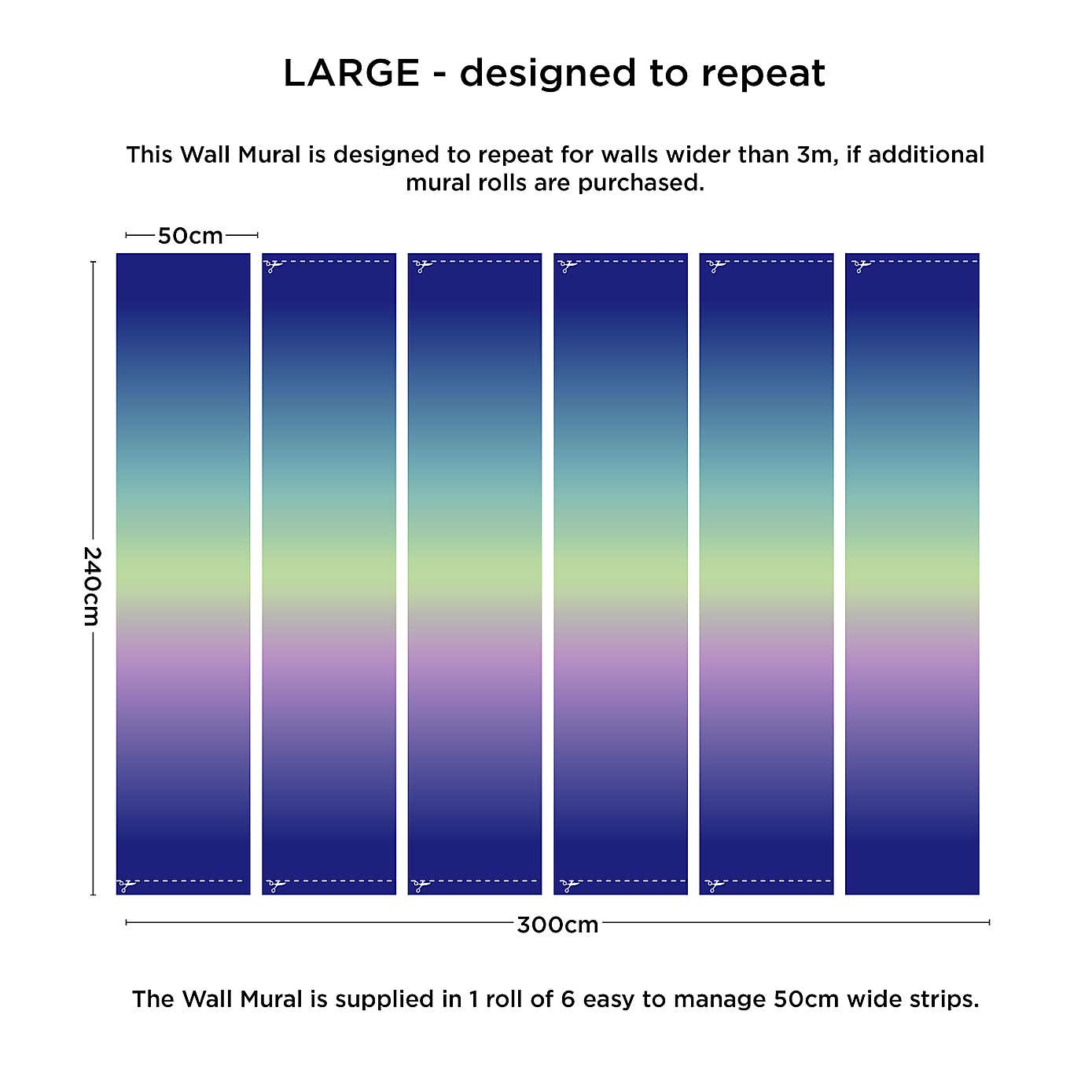 Ombre Rainbow Large Mural