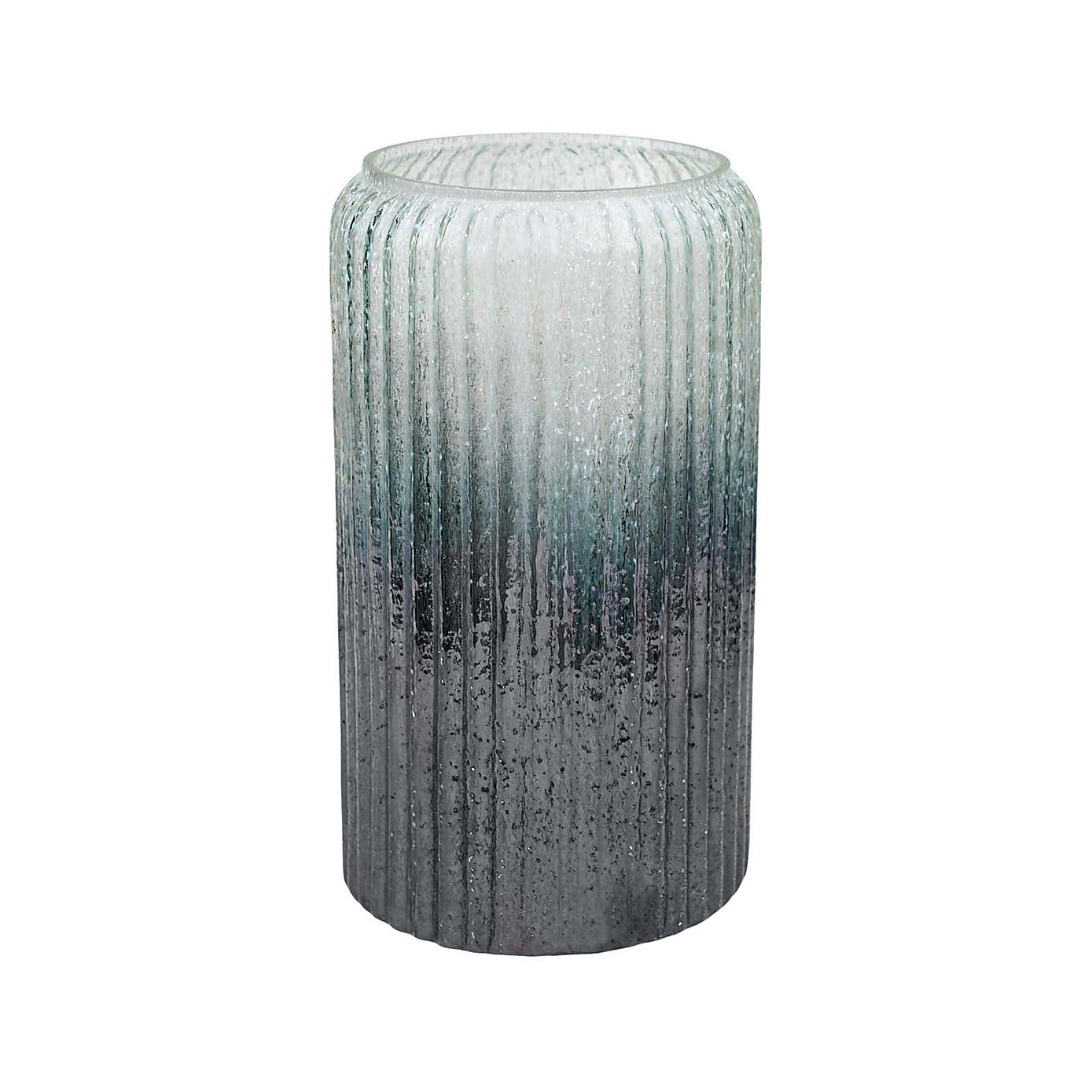 Verre Ribbed Tall Frosted Glass Vase