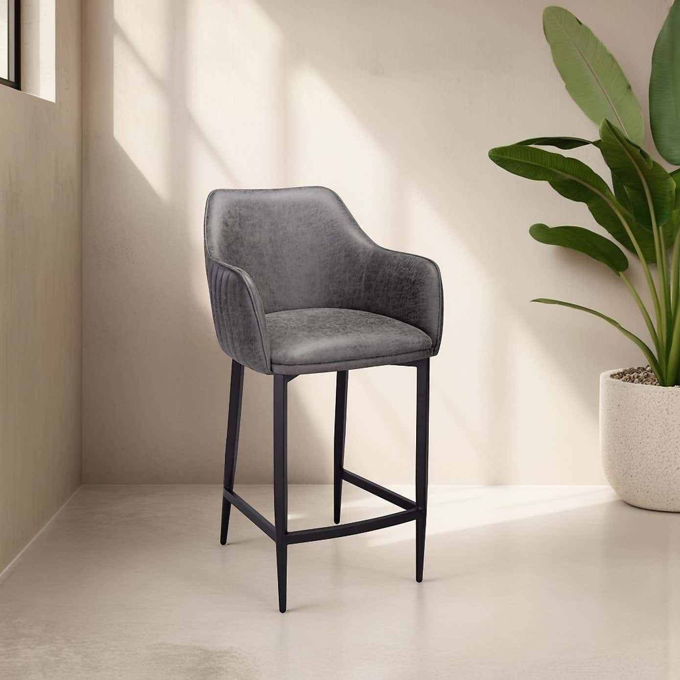 Indus Valley Logan Bar Stool, Faux Leather