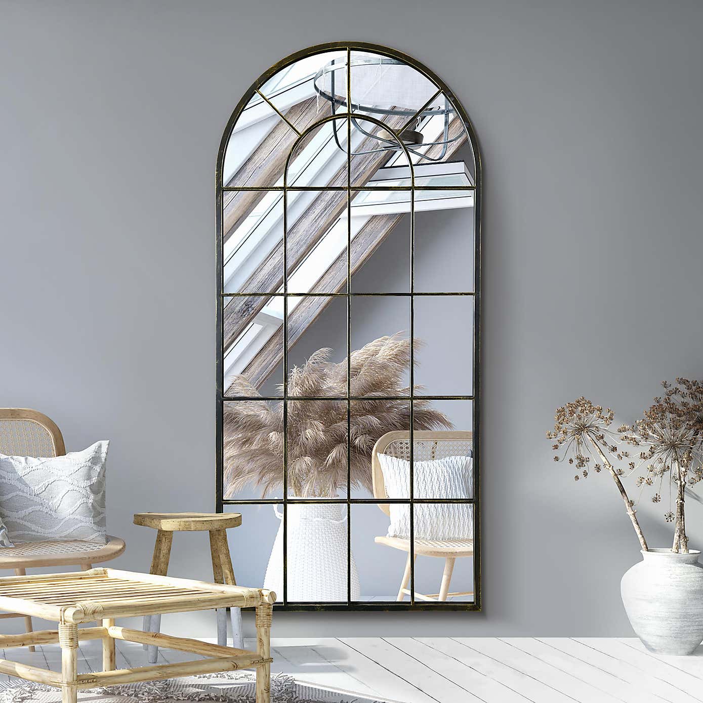 Arcus Window Antique Arched Indoor Outdoor Full Length Wall Mirror