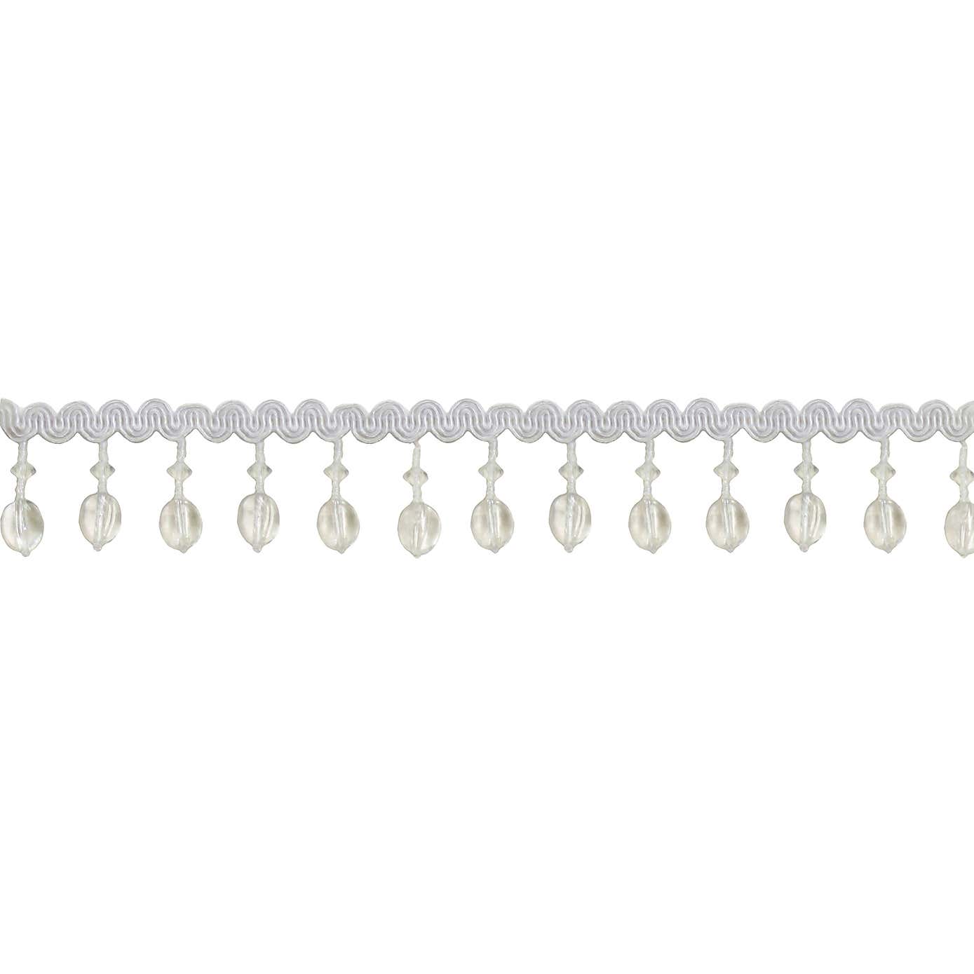 Beaded Fringe Clear Trim 38mm Drop