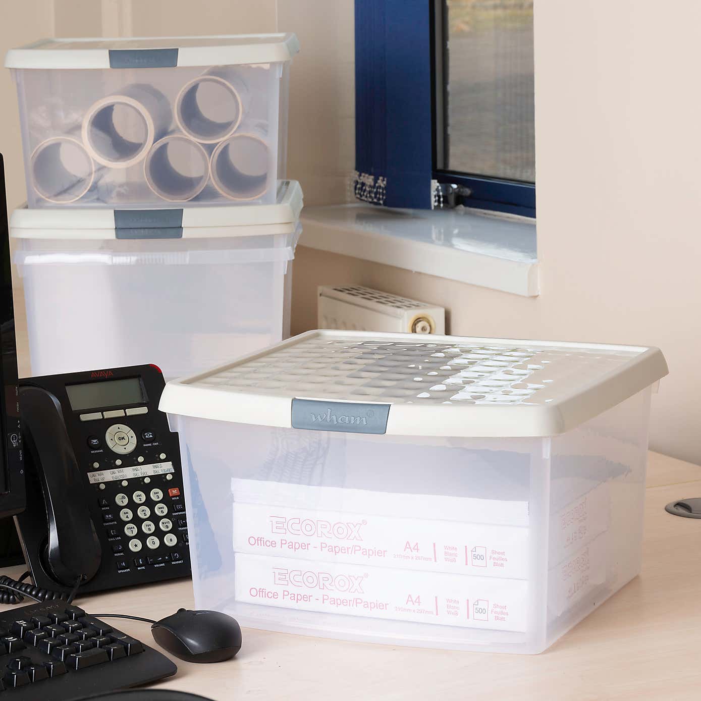 Wham Clip Pack of 4 Square Storage Boxes With Lids