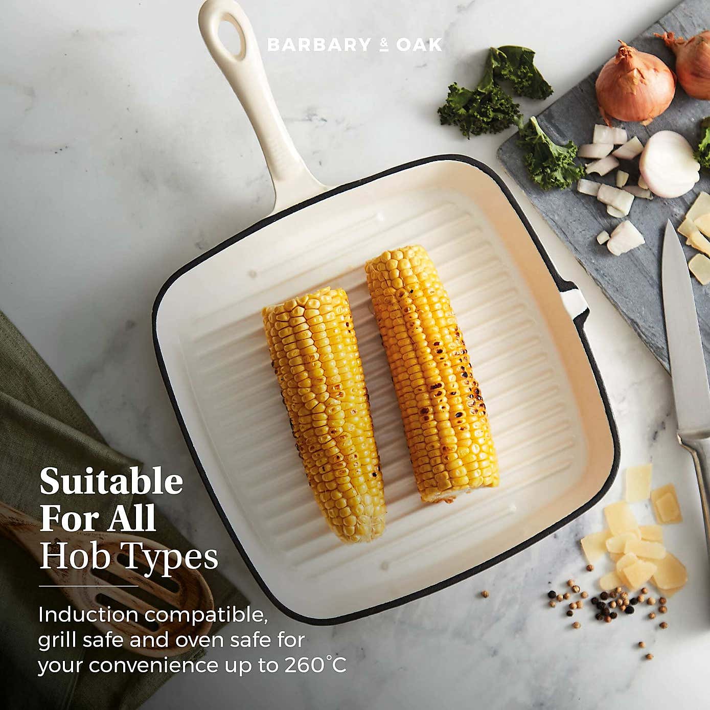 Barbary & Oak Cast Iron Grill Pan, 23cm