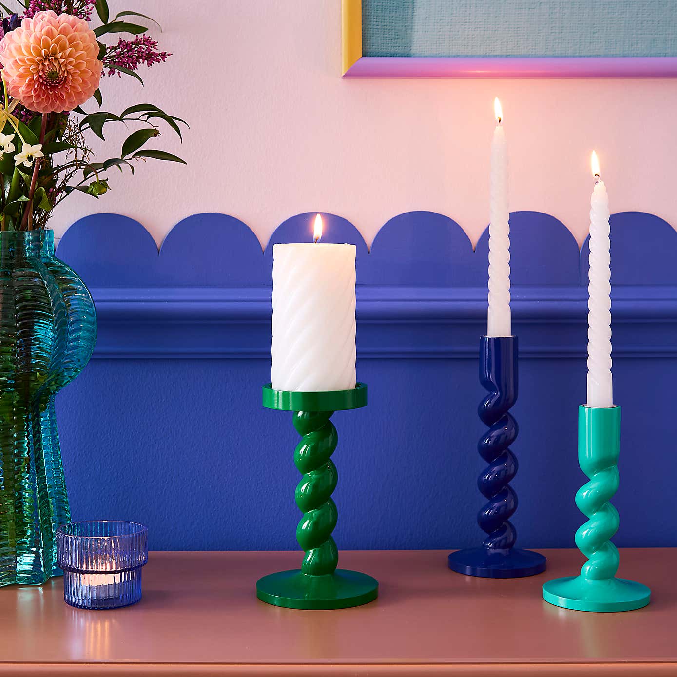 Sophie Robinson Jade Twisted Pillar Candle Holder