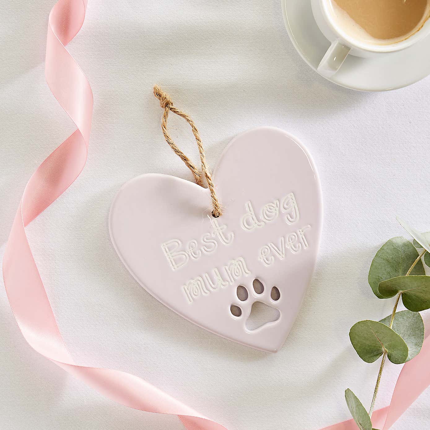 'Best Dog Mum Ever' Heart Hanging Plaque