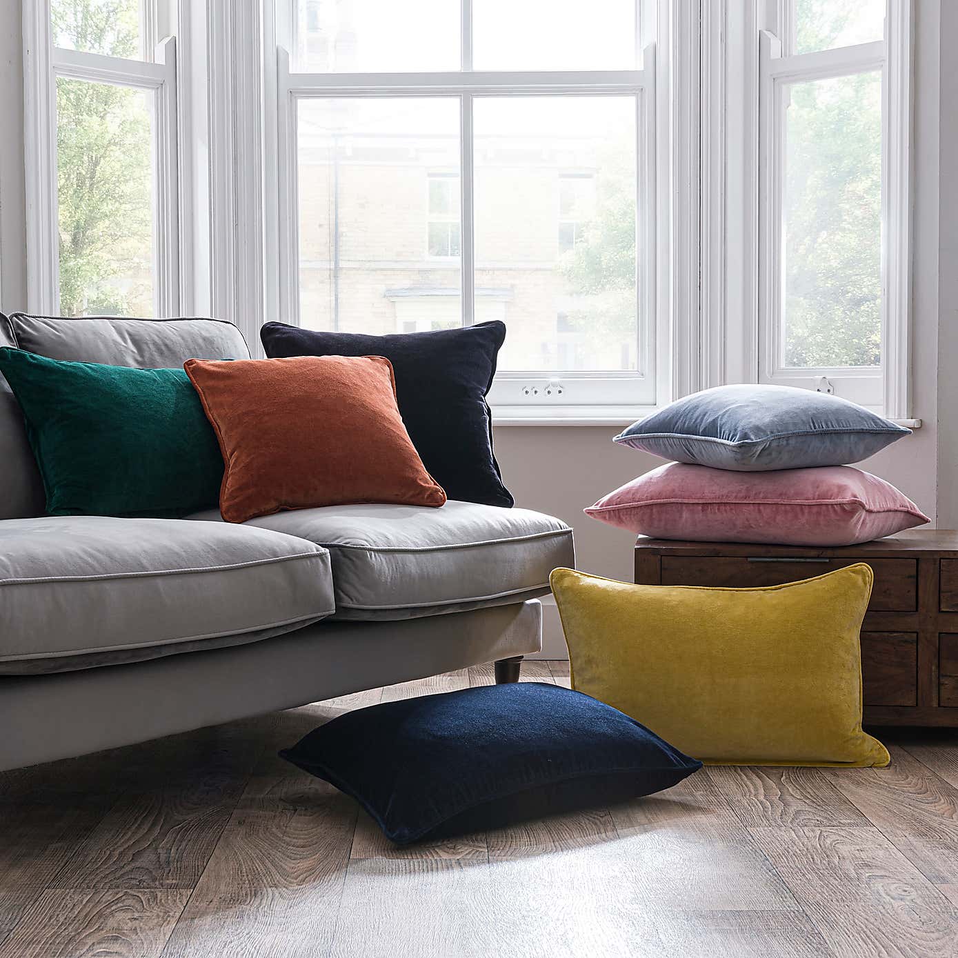 Clara Cotton Velvet Rectangular Cushion