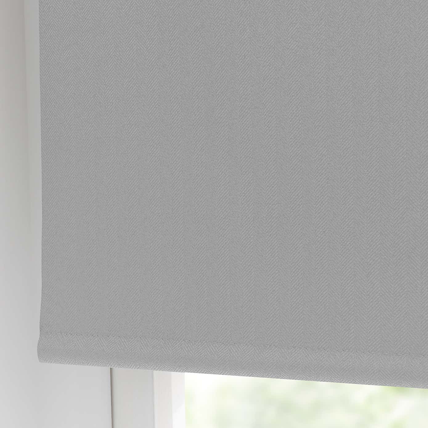 Grey Herringbone Blackout Roller Blind