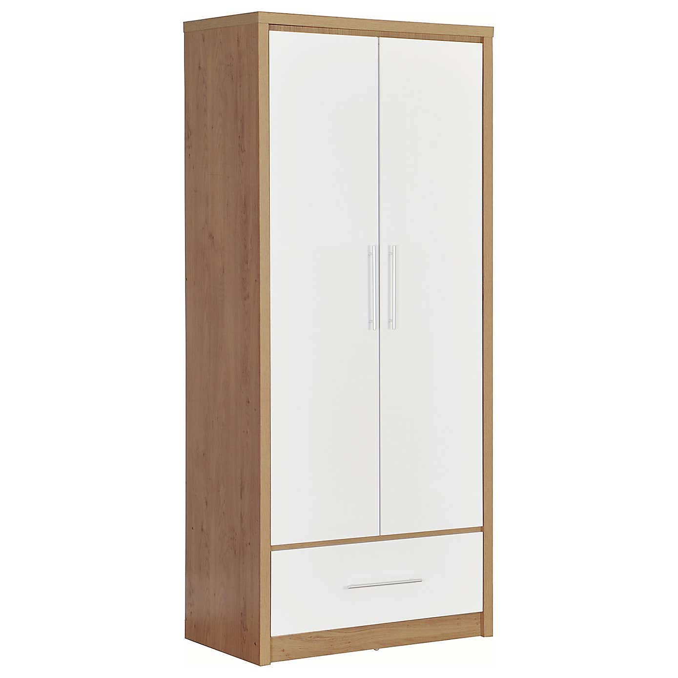 Seville 2 Door 1 Drawer Grey Wardrobe