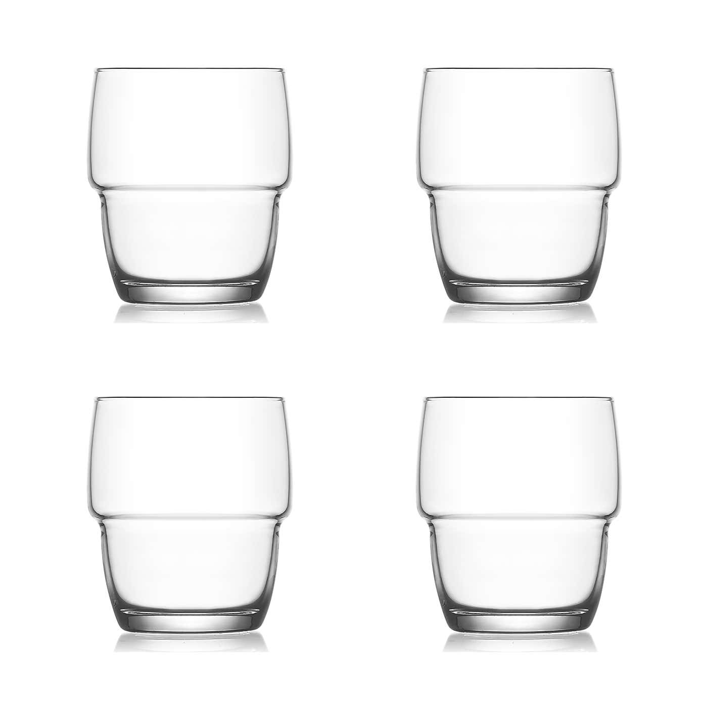 Set of 4 Stacking Clear Tumbler Glasses