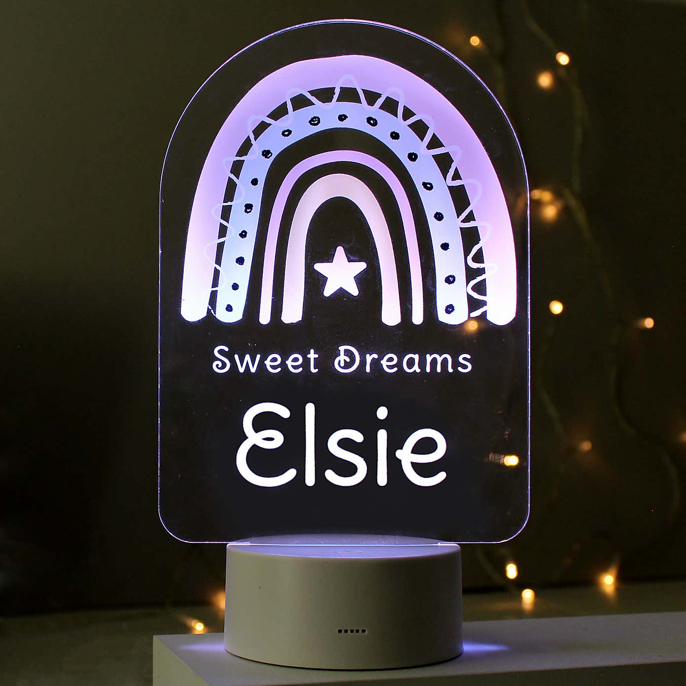 Personalised Pink Rainbow Colour Changing Night LED Light