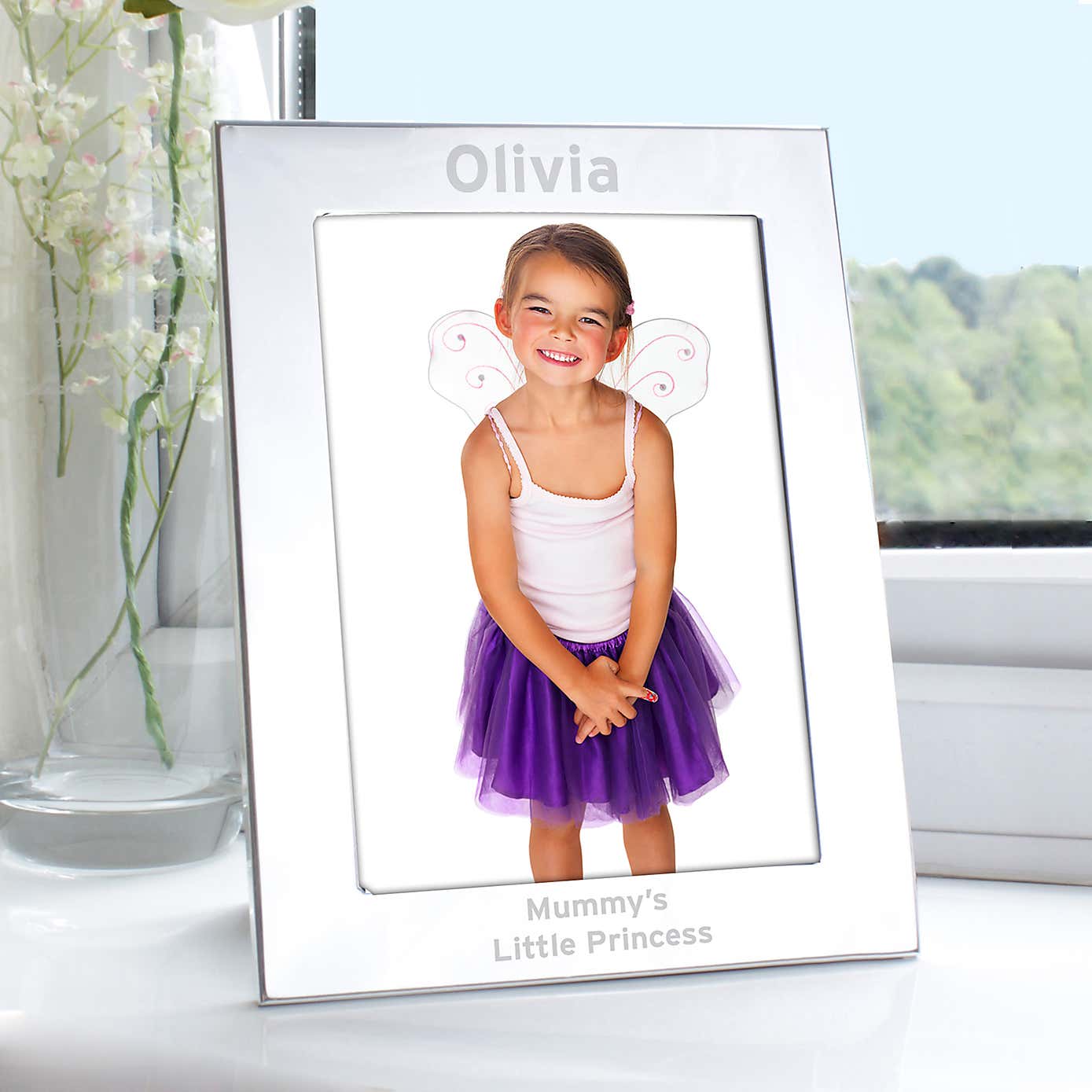 Personalised Silver Bold Style Portrait Photo Frame